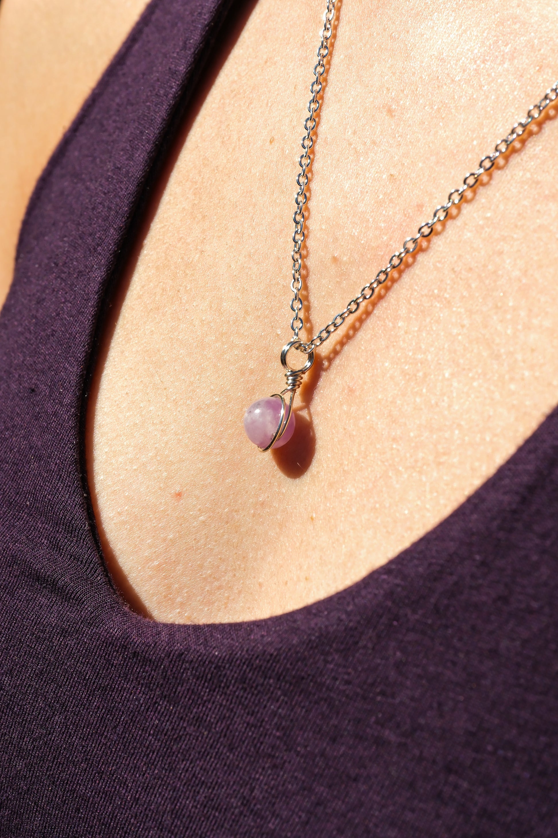 Lepidolite Prestige Necklace Silver