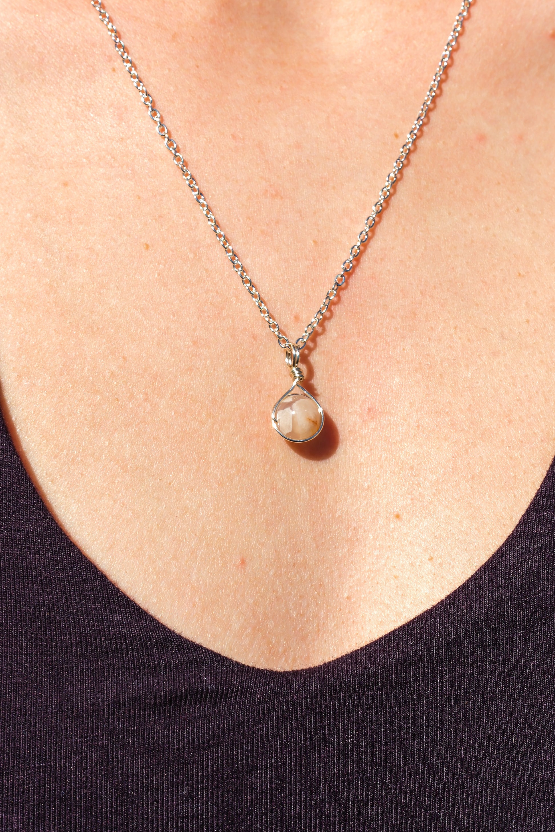 Flower Agate Prestige Necklace Silver