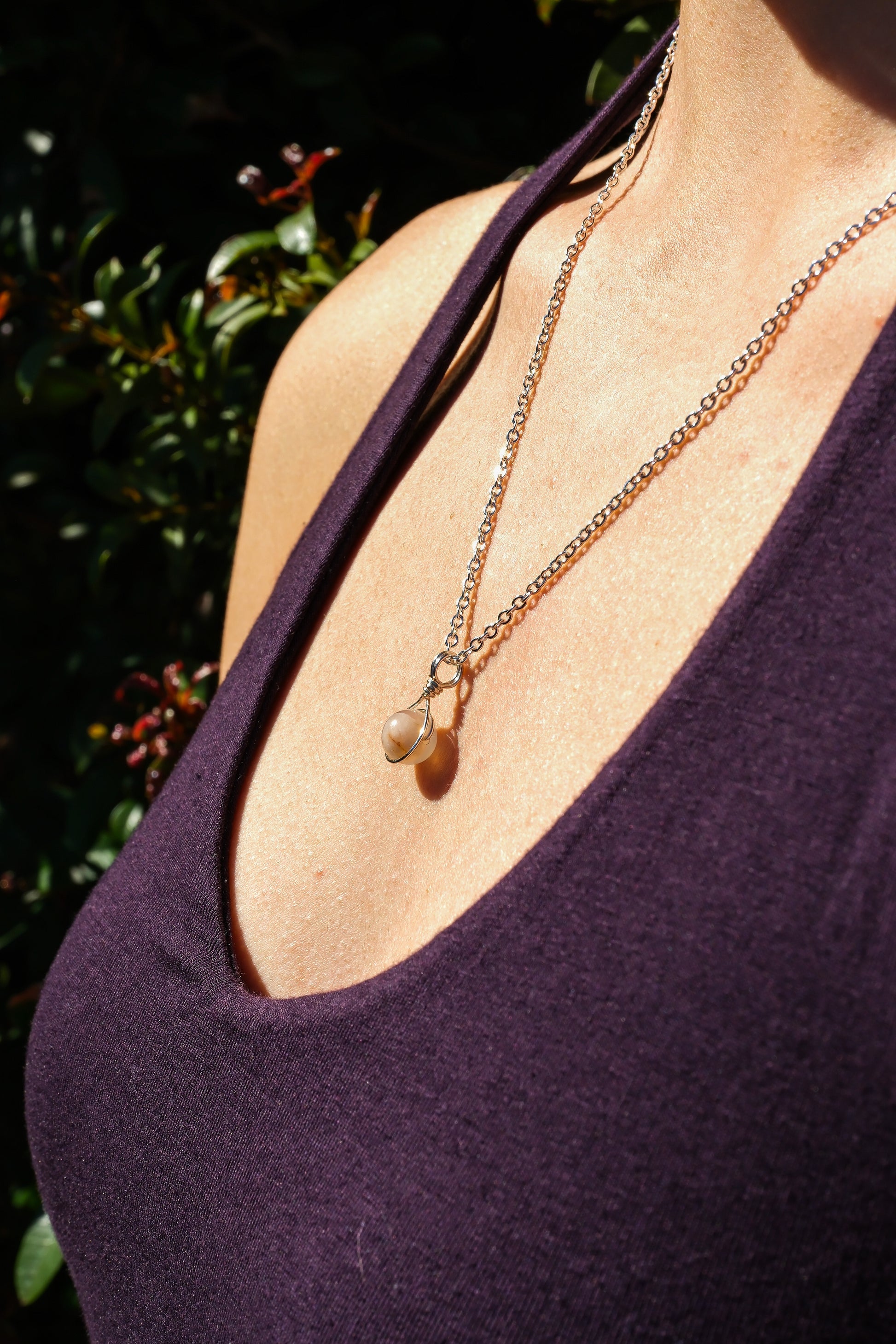 Flower Agate Prestige Necklace Silver