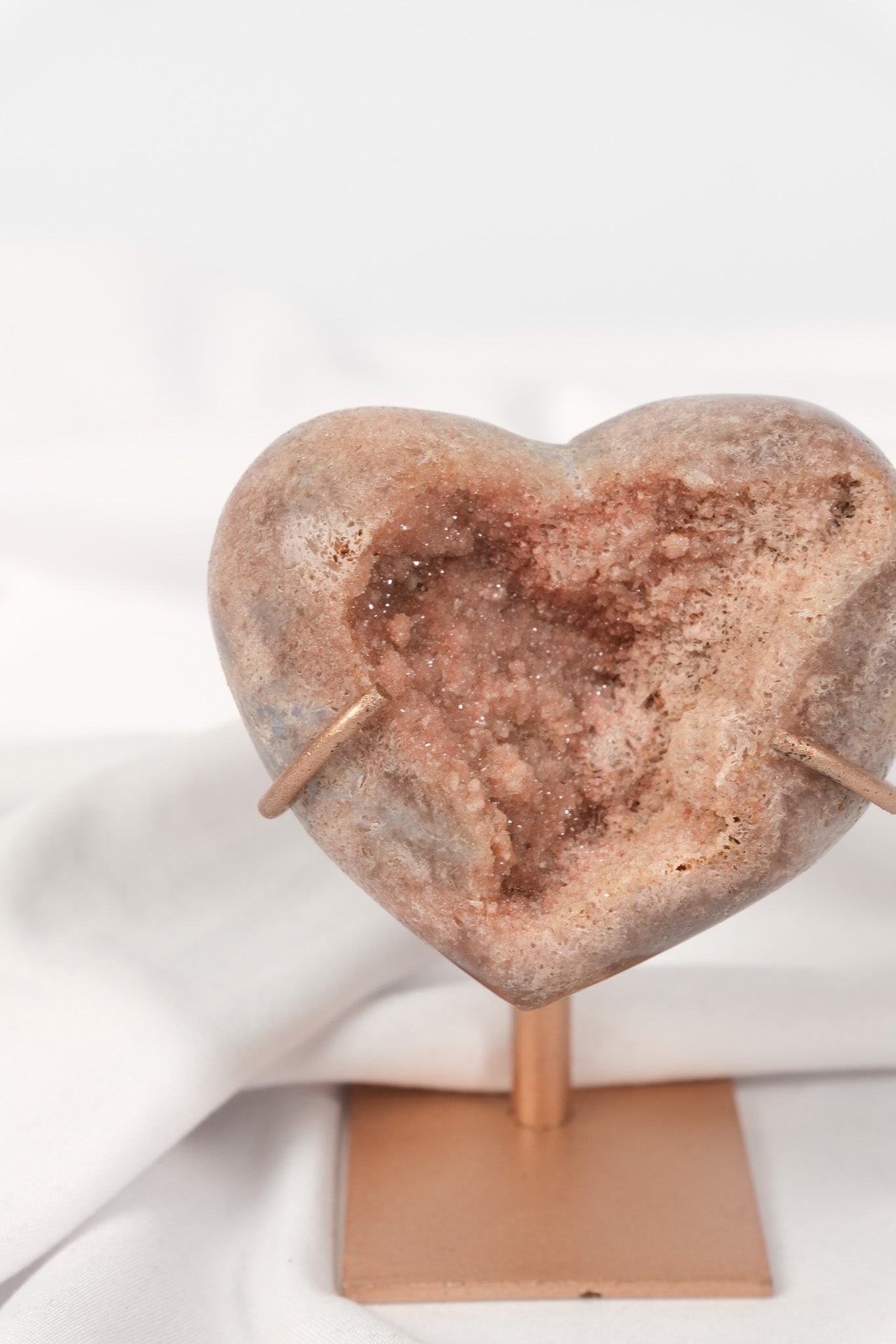 Pink Amethyst Heart on Stand
