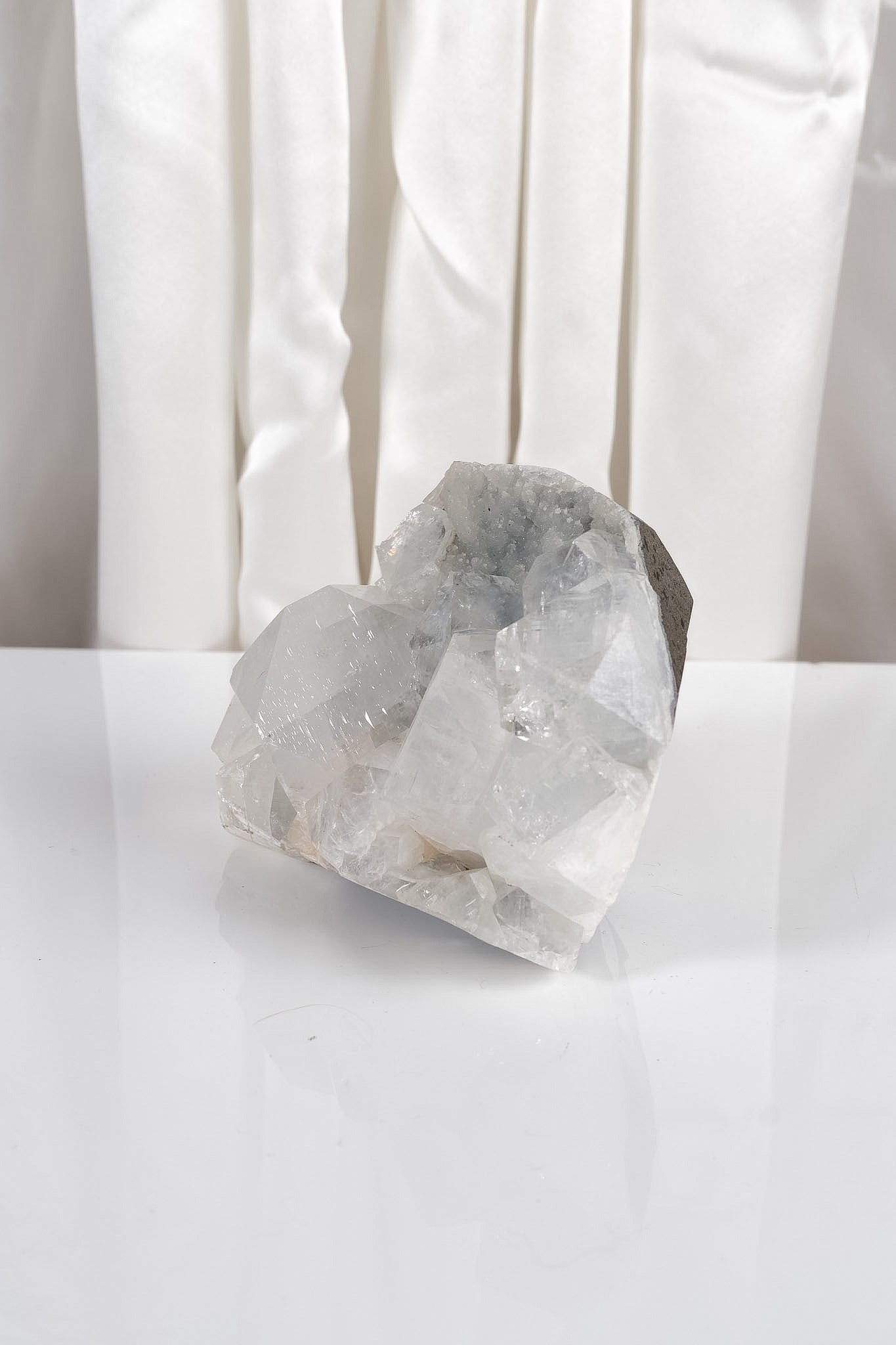 Cubical Apophyllite on Blue Chalcedony