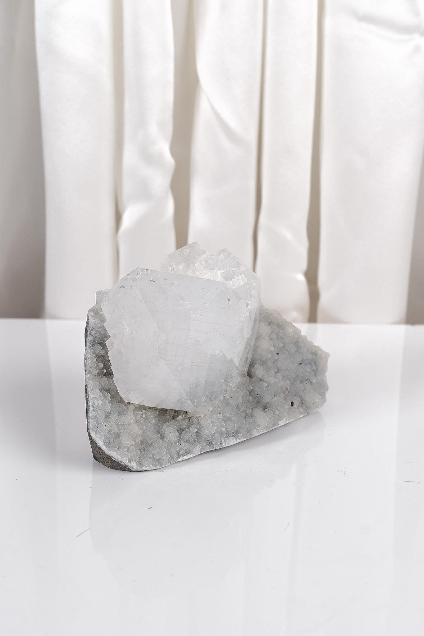 Cubical Apophyllite on Blue Chalcedony