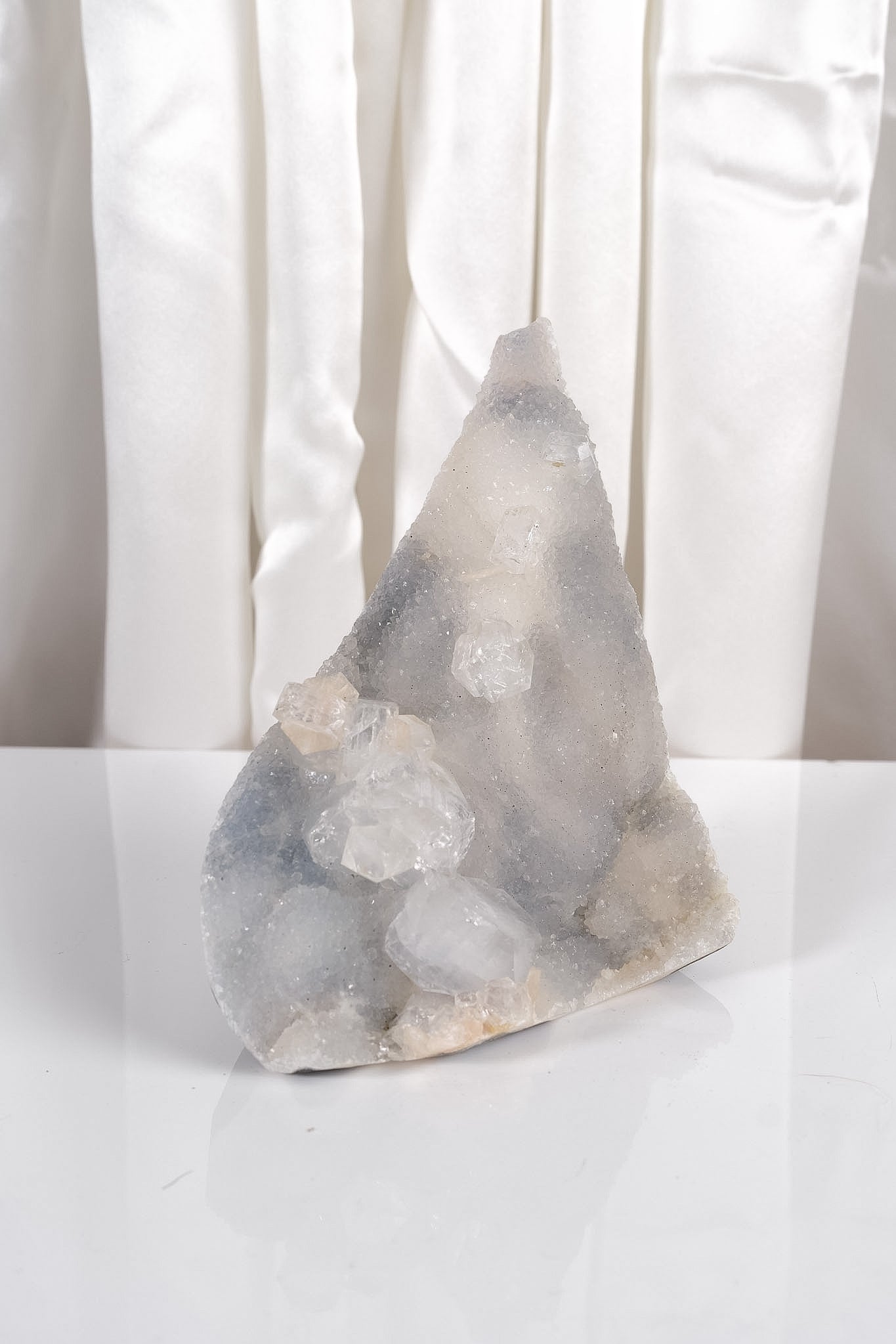 Cubical Apophyllite on Blue Chalcedony