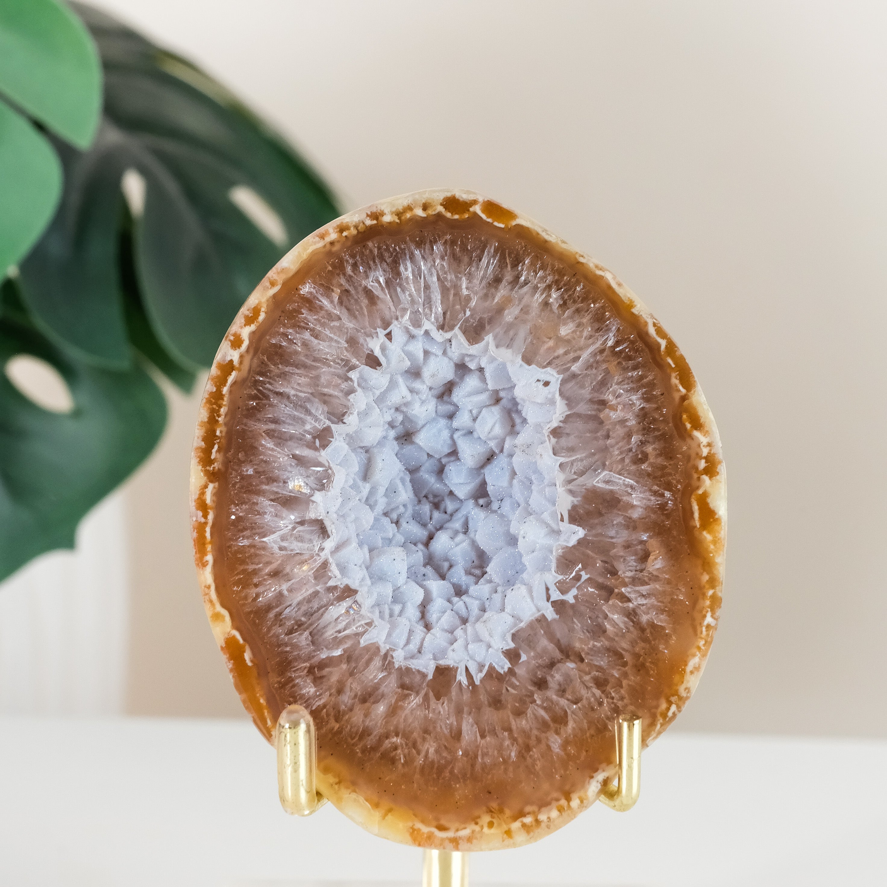 Druzy Agate Geode On Stand