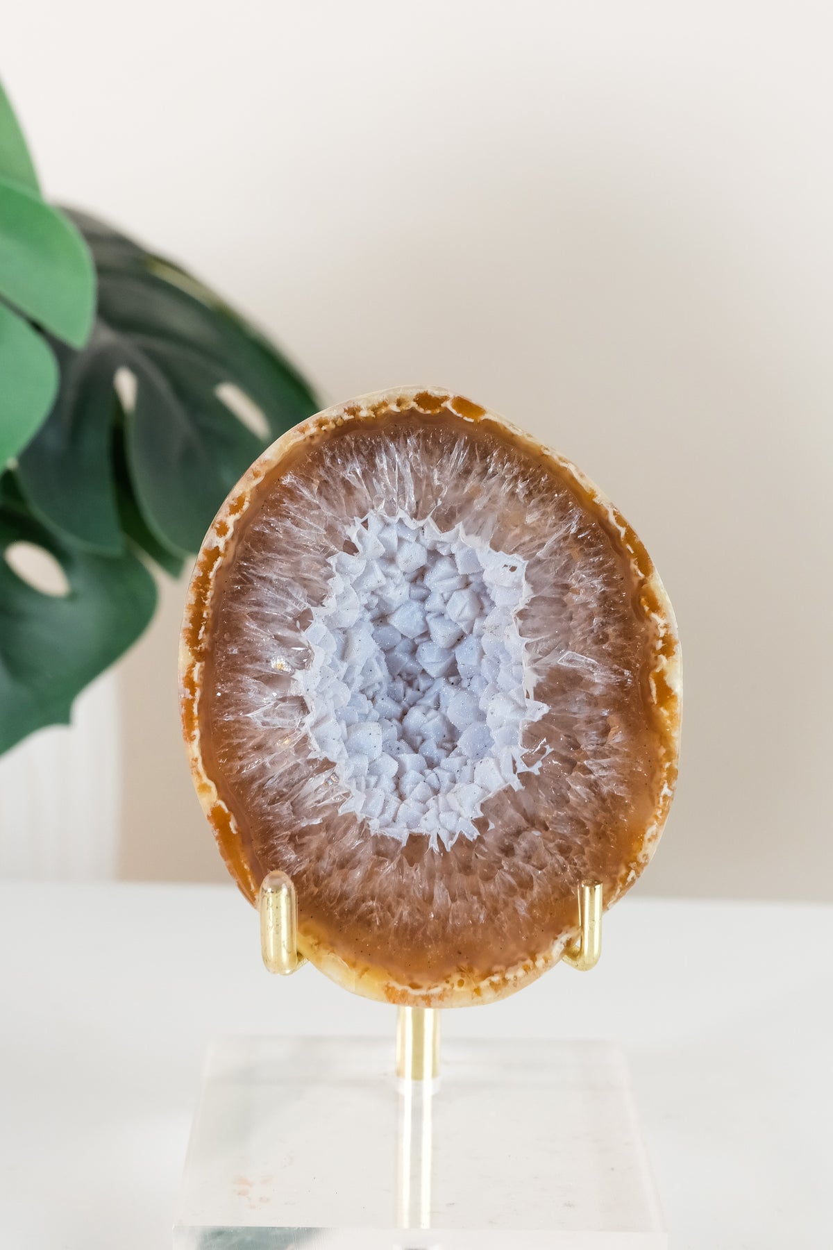 Druzy Agate Geode On Stand