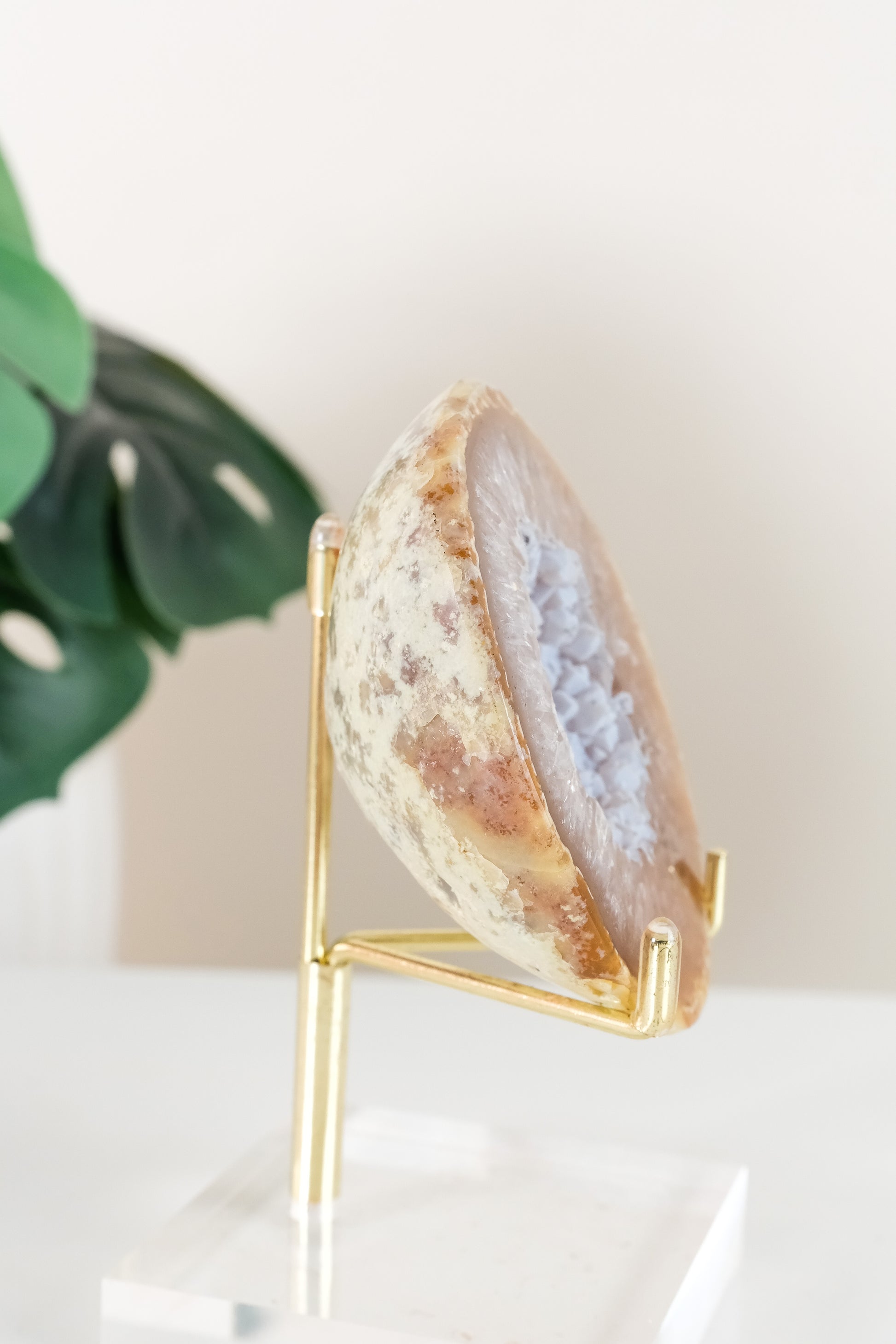 Druzy Agate Geode On Stand