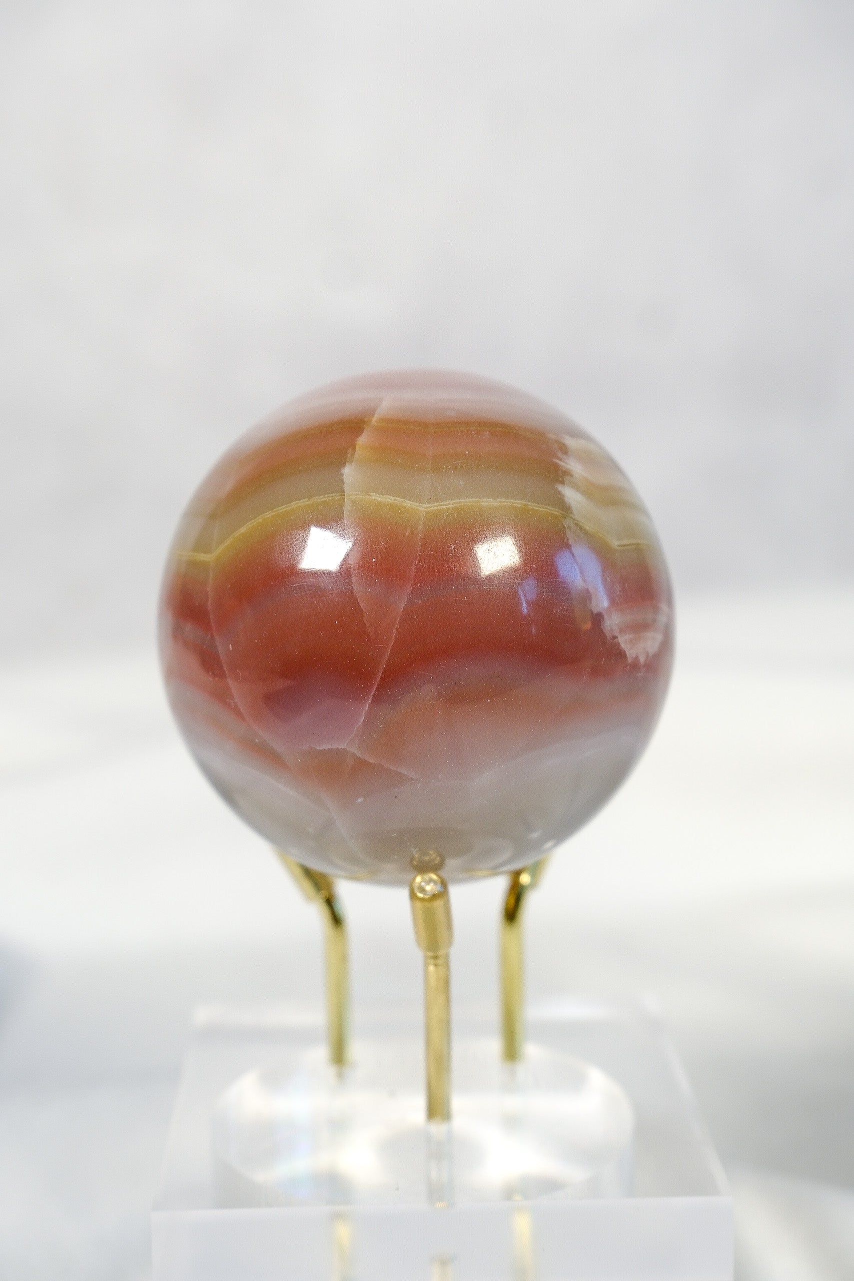 Pink Banded Calcite Sphere