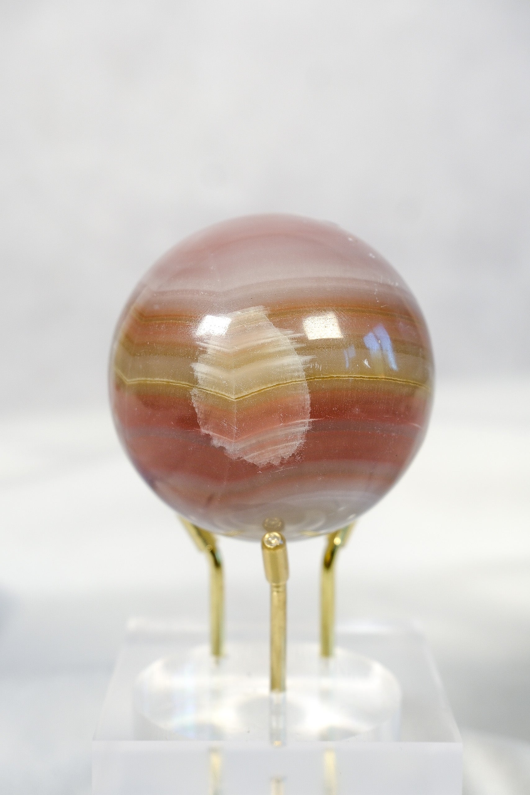 Pink Banded Calcite Sphere