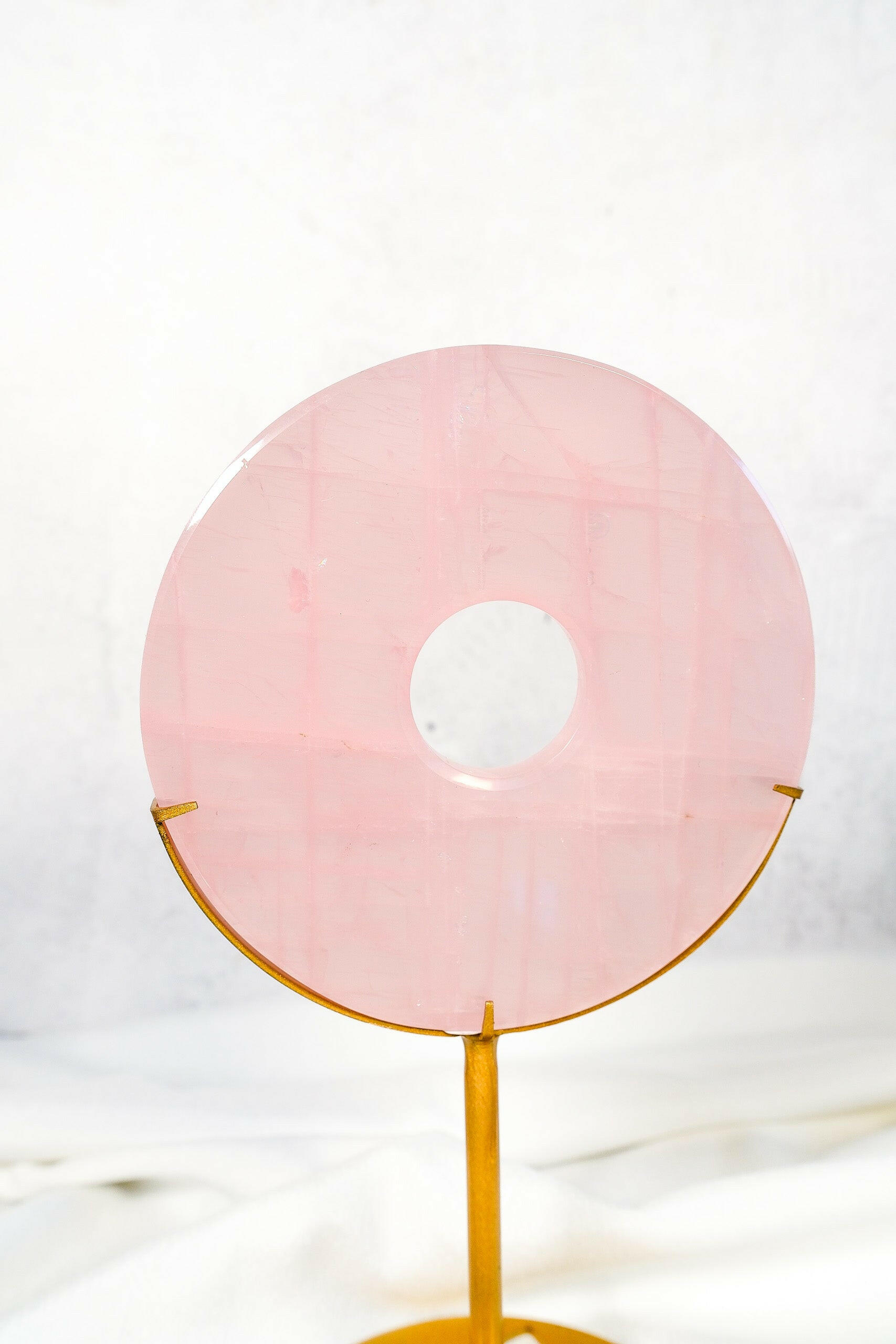 Rose Quartz Donut on Stand Healing Crystal.