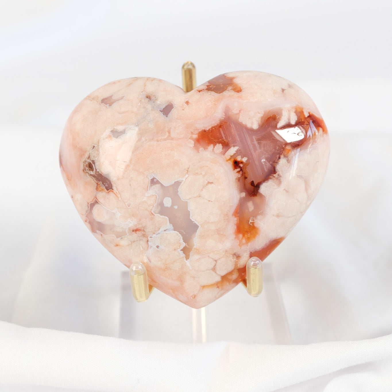 Carnelian Flower Agate Heart