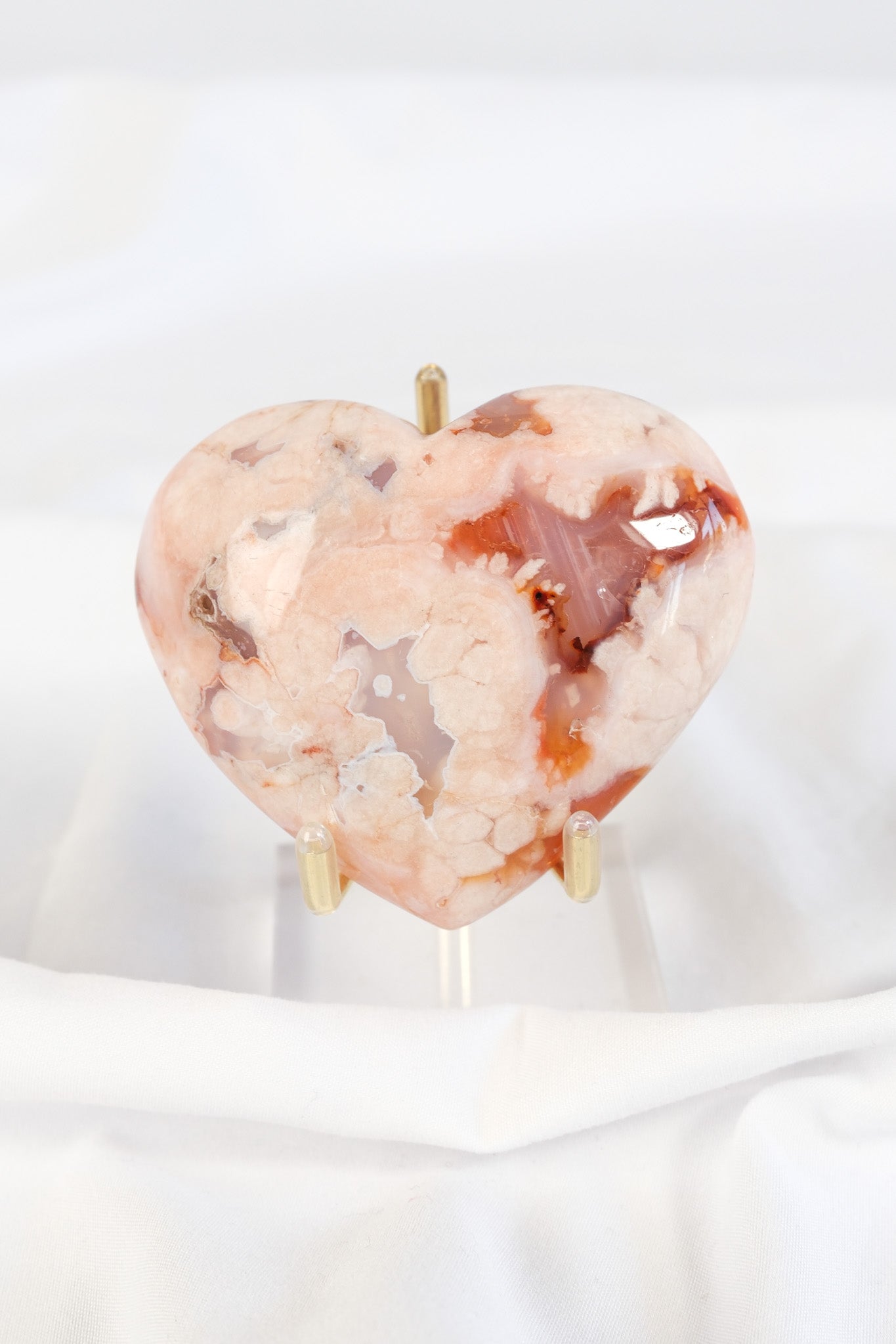 Carnelian Flower Agate Heart
