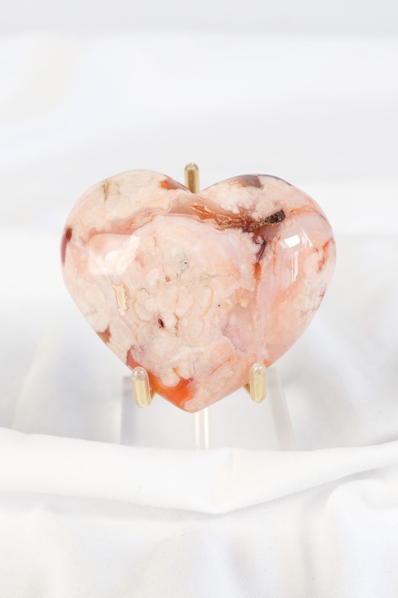 Carnelian Flower Agate Heart