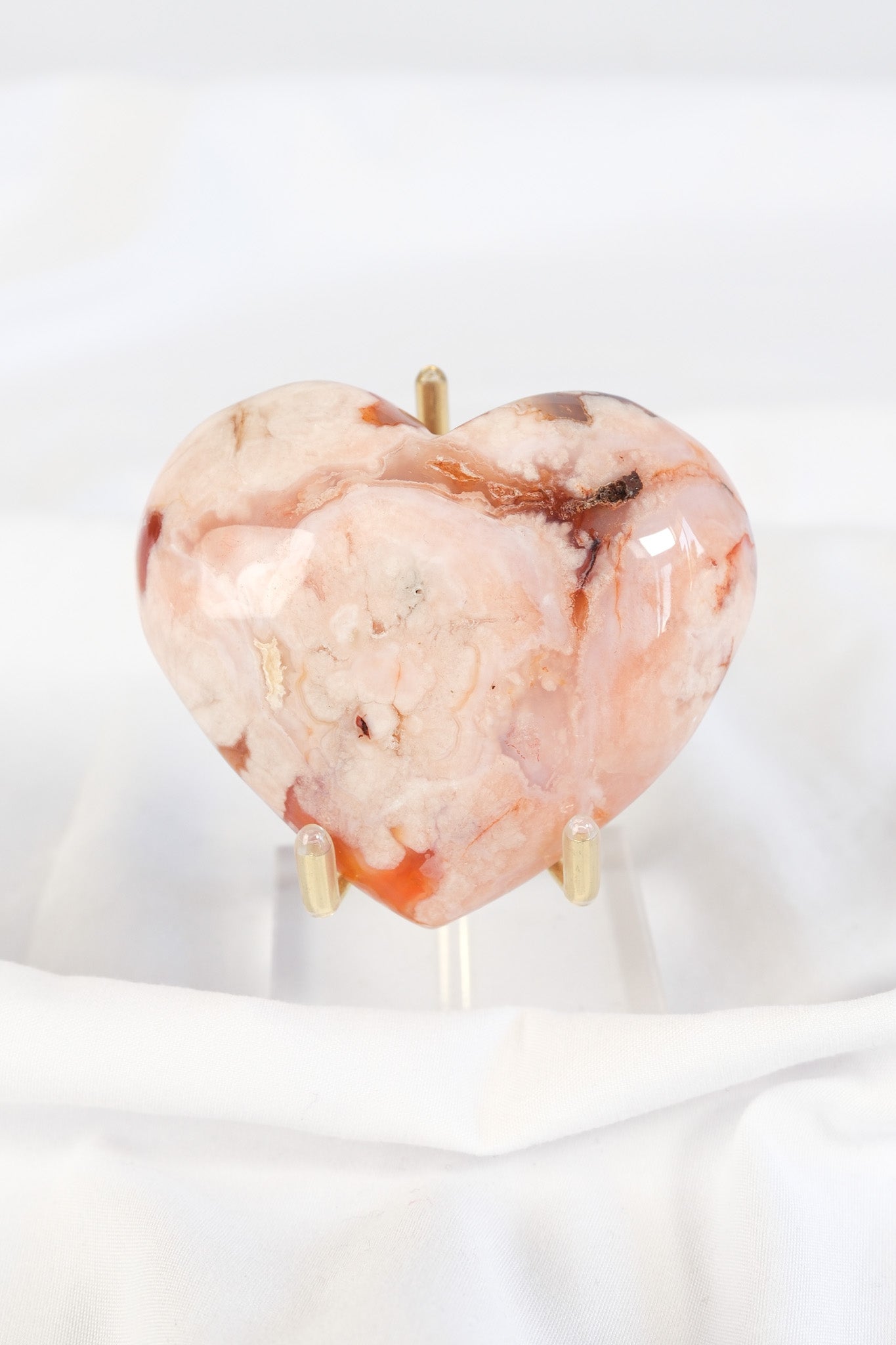 Carnelian Flower Agate Heart