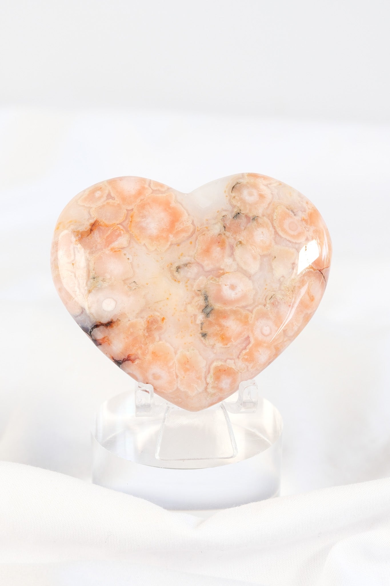 Carnelian Flower Agate Heart