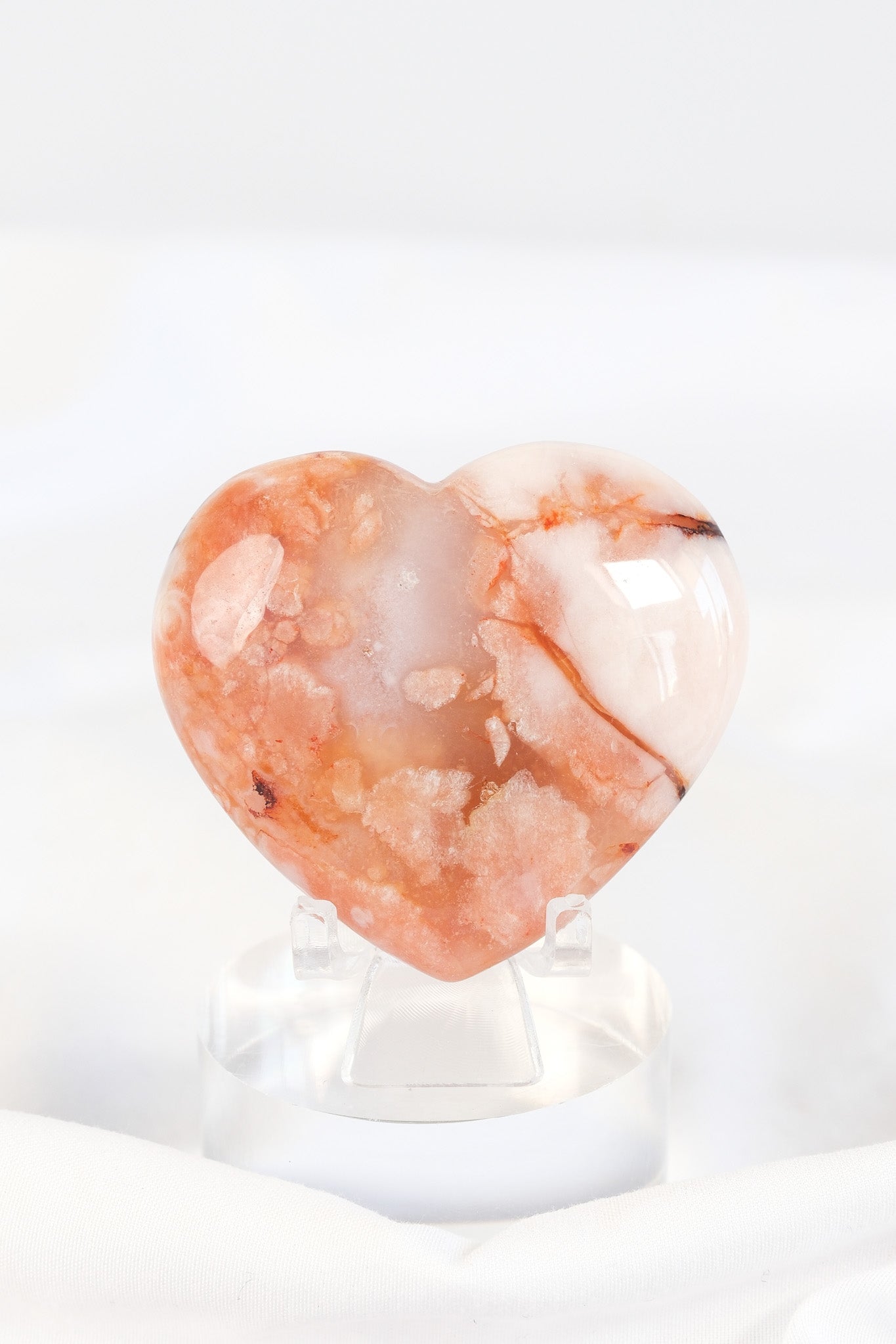Carnelian Flower Agate Heart