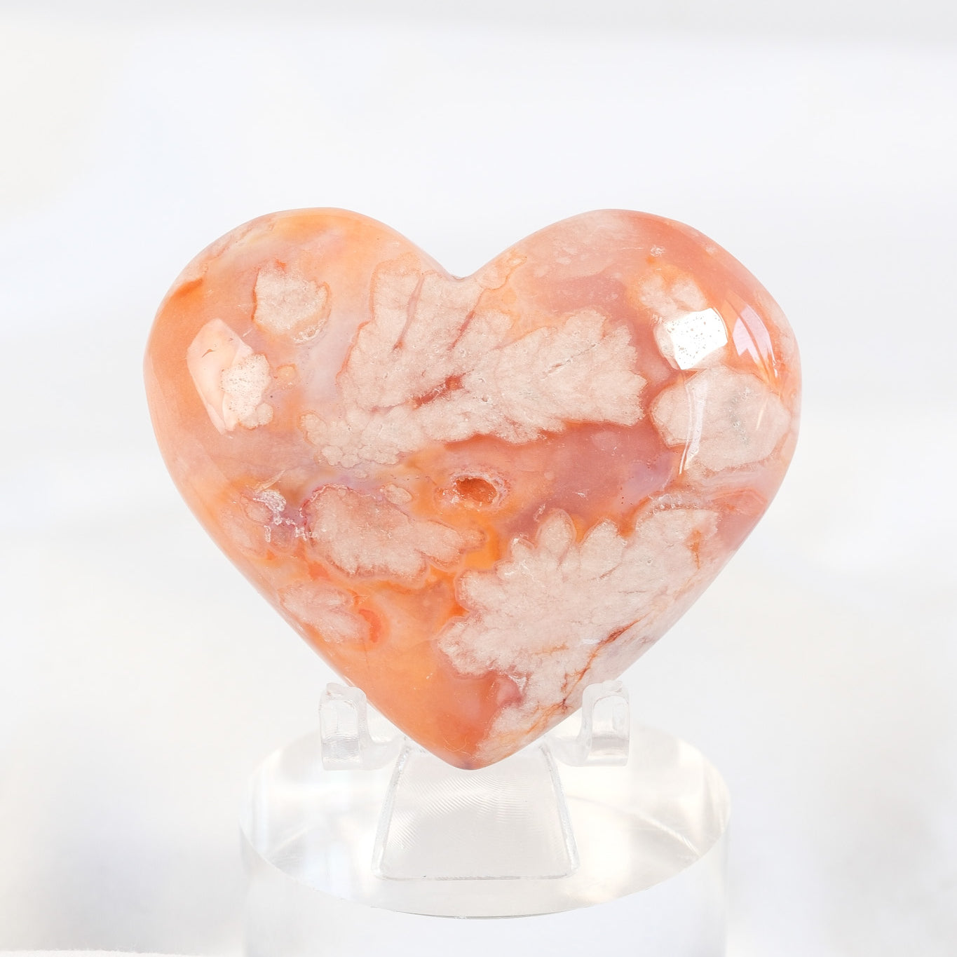 Carnelian Flower Agate Heart