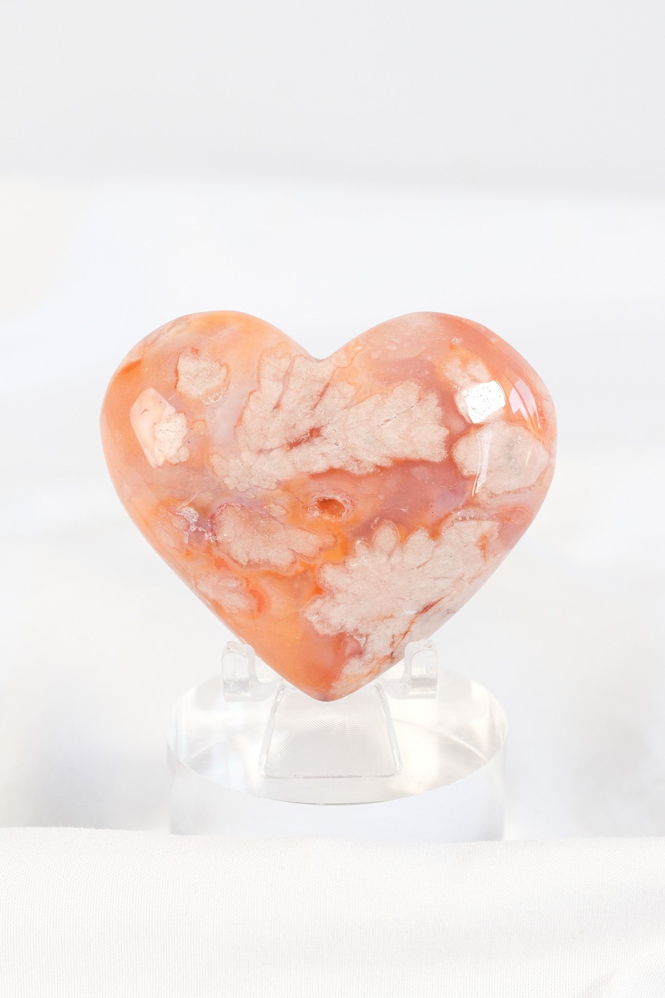 Carnelian Flower Agate Heart