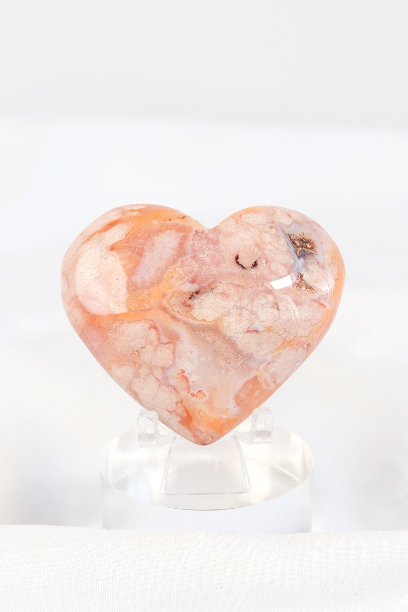 Carnelian Flower Agate Heart
