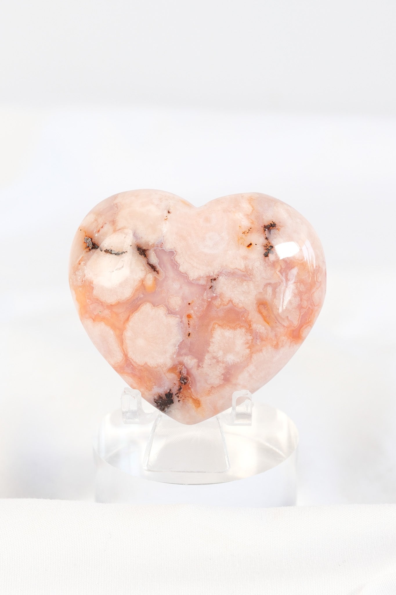 Carnelian Flower Agate Heart