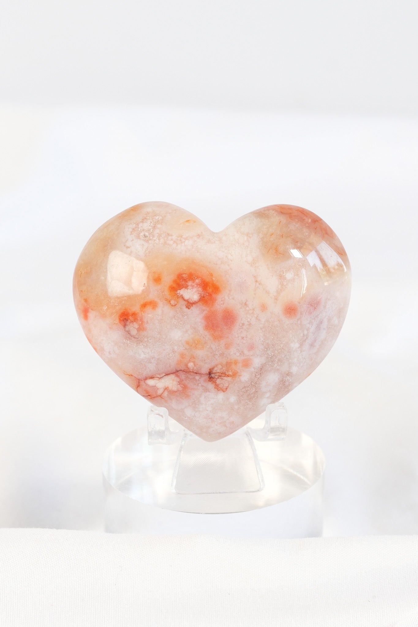 Carnelian Flower Agate Heart