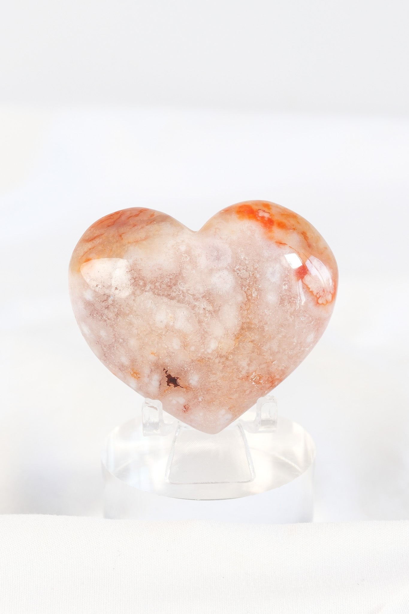 Carnelian Flower Agate Heart