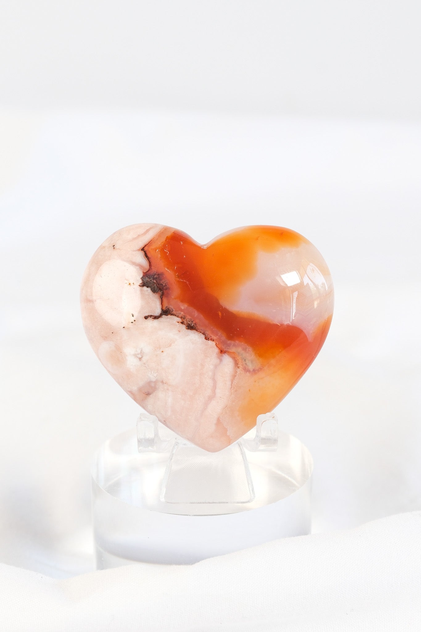 Carnelian Flower Agate Heart
