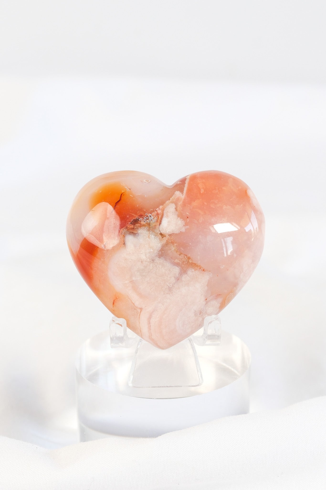 Carnelian Flower Agate Heart