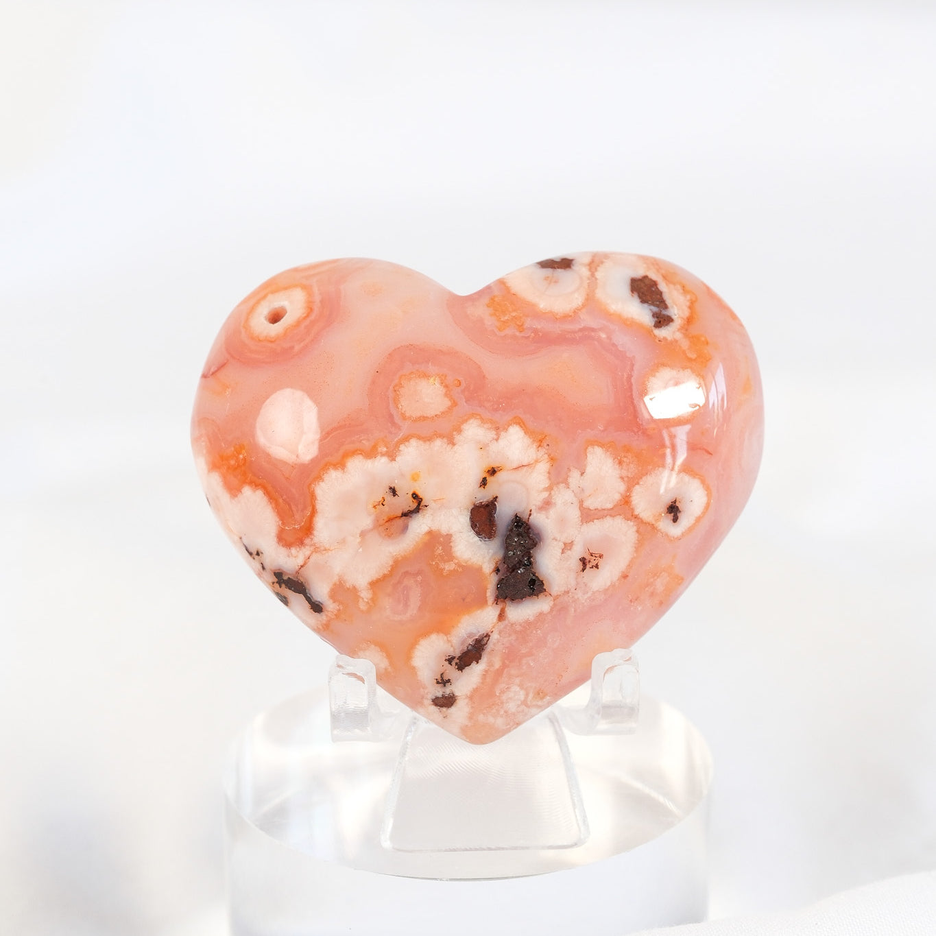 Carnelian Flower Agate Heart