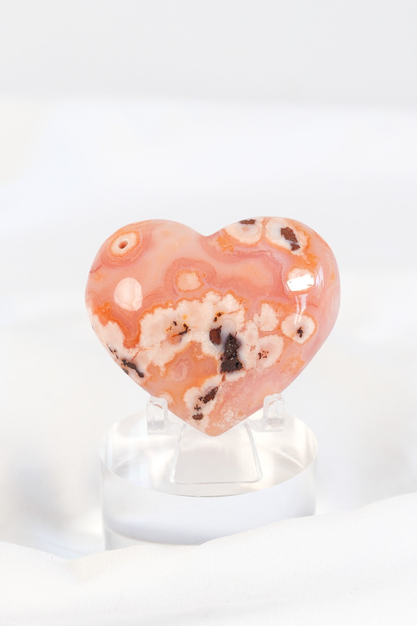 Carnelian Flower Agate Heart