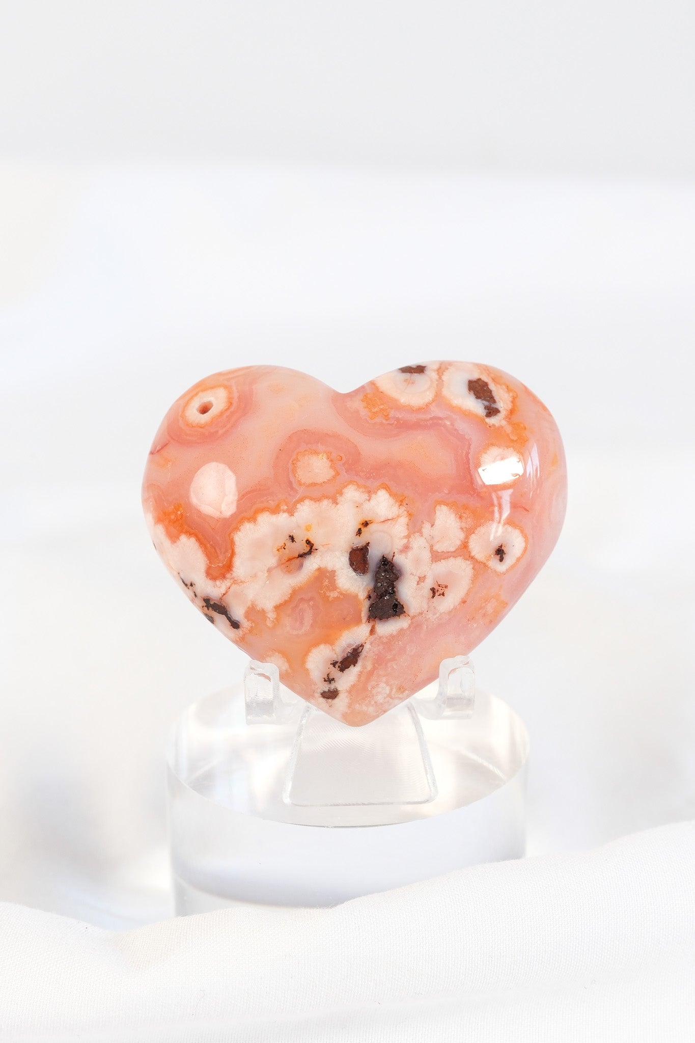 Carnelian Flower Agate Heart