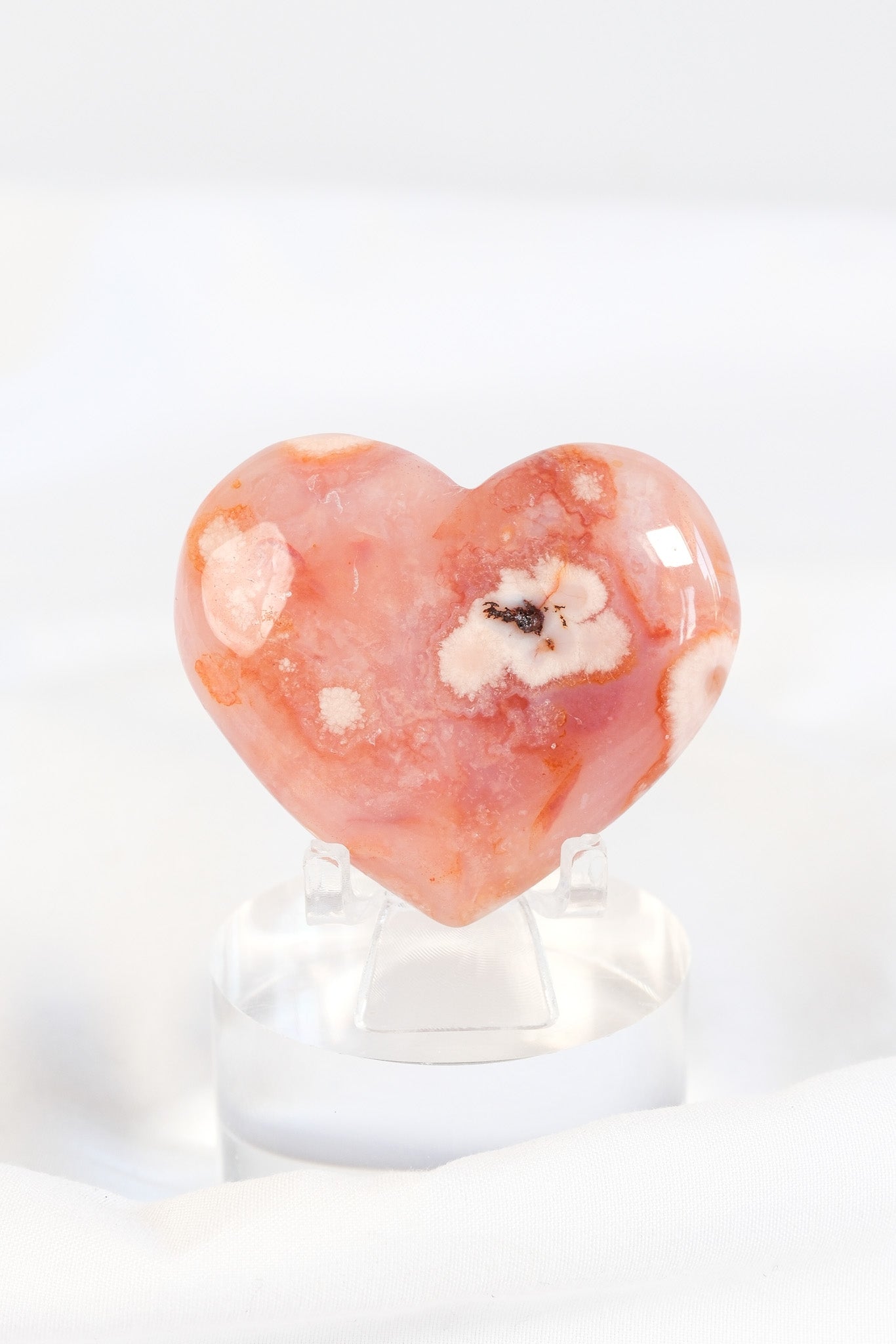 Carnelian Flower Agate Heart