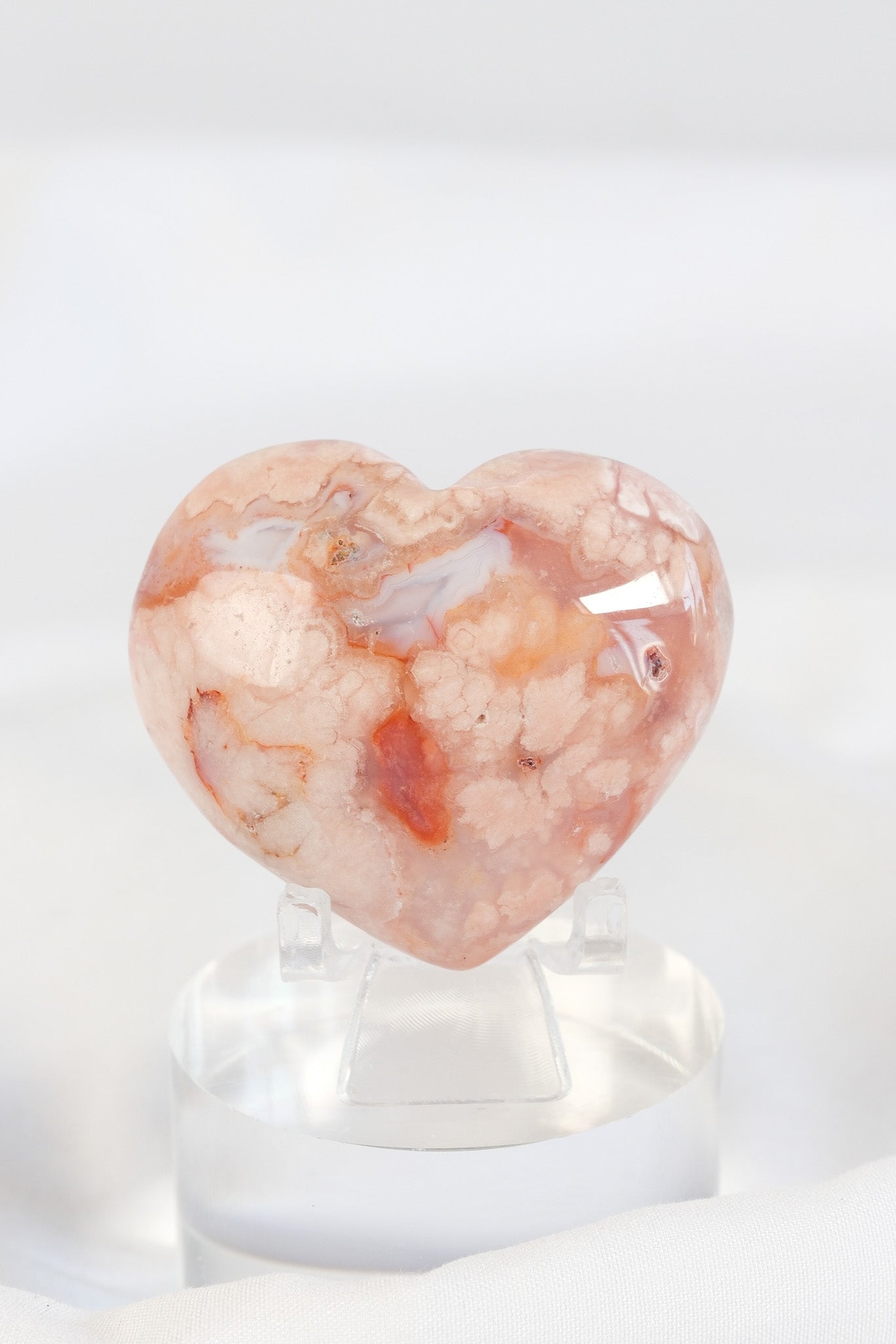 Carnelian Flower Agate Heart