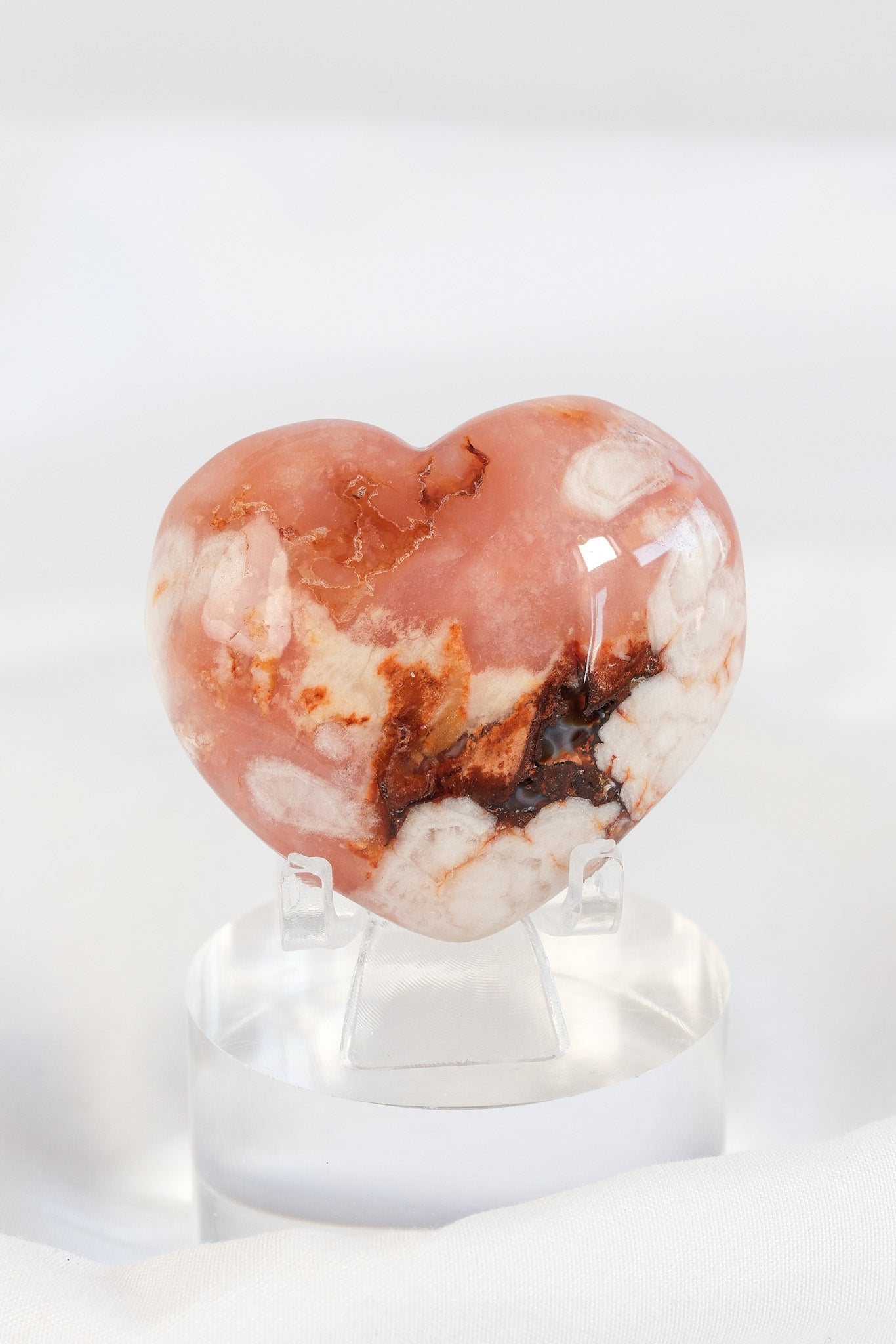 Carnelian Flower Agate Heart