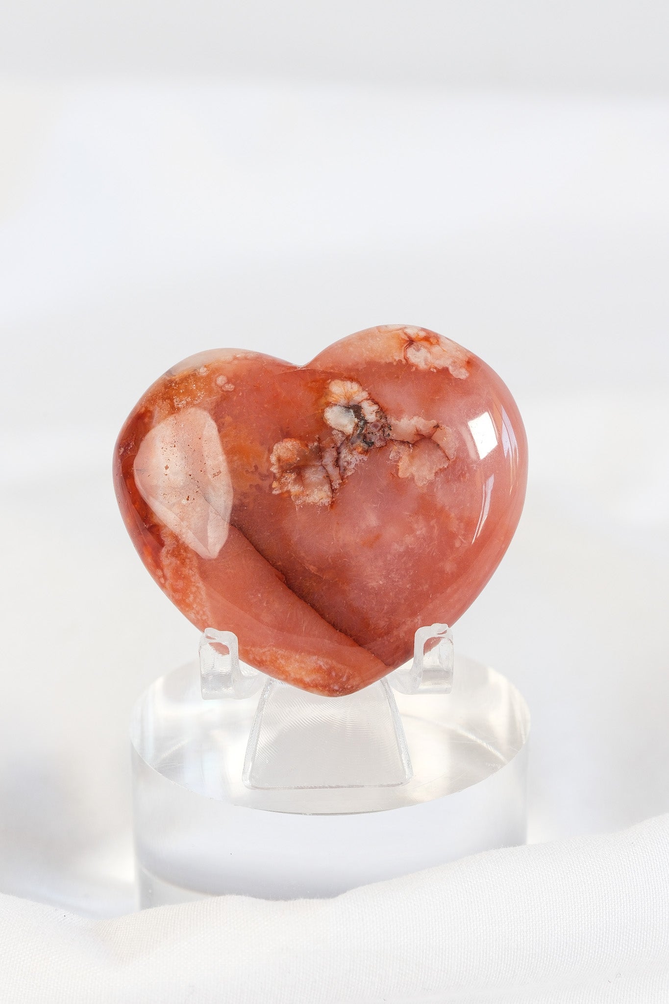 Carnelian Flower Agate Heart