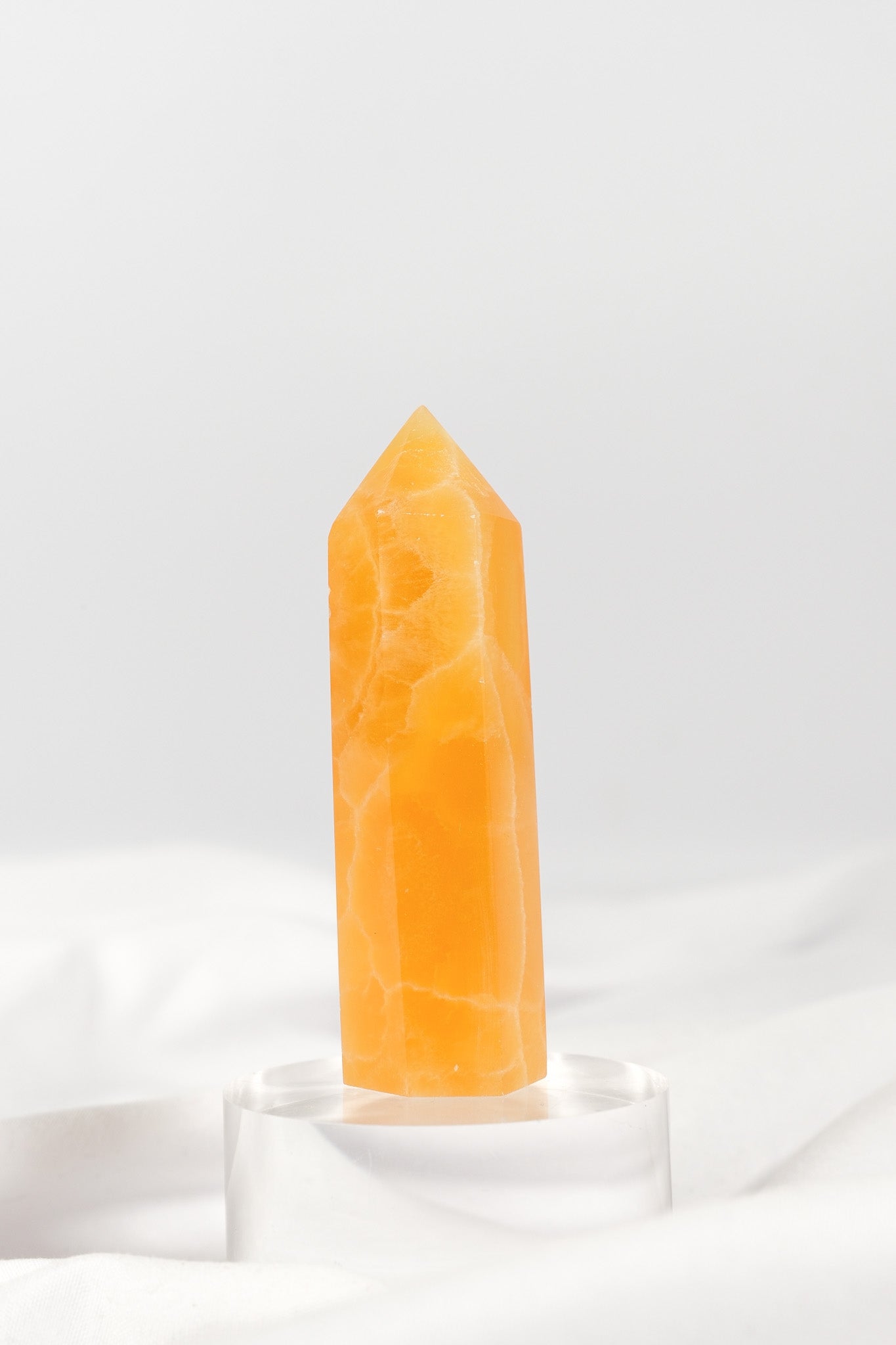 Orange Calcite Tower - Misfit (chipped tip)