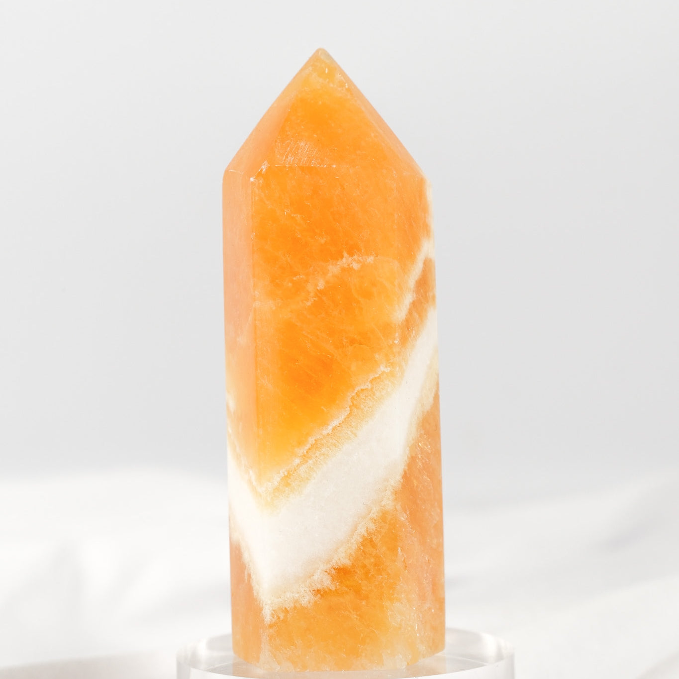 Orange Calcite Tower - Misfit (chipped tip)
