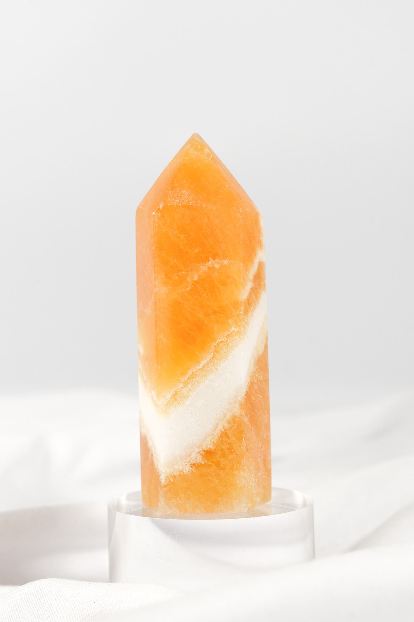 Orange Calcite Tower - Misfit (chipped tip)