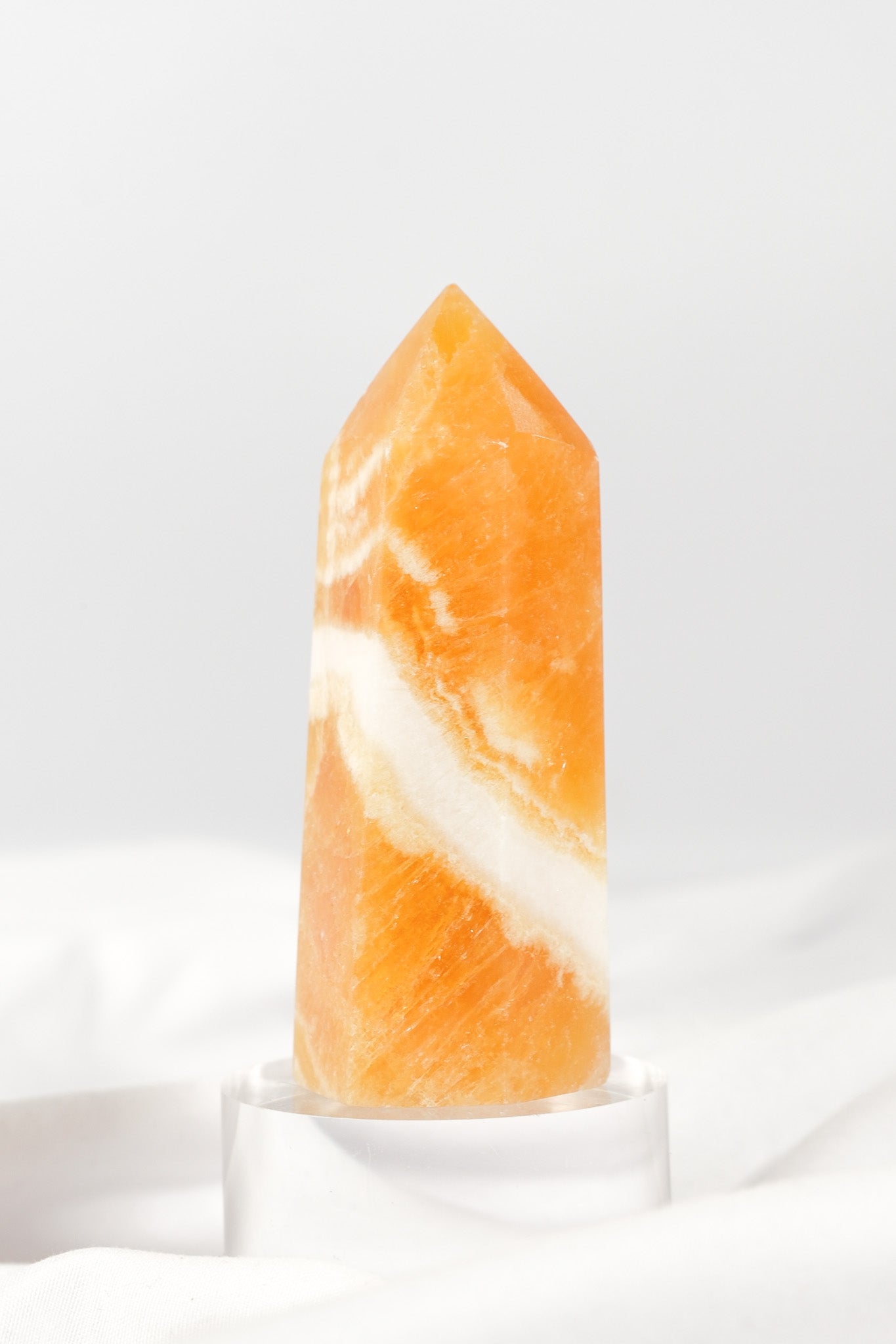 Orange Calcite Tower - Misfit (chipped tip)