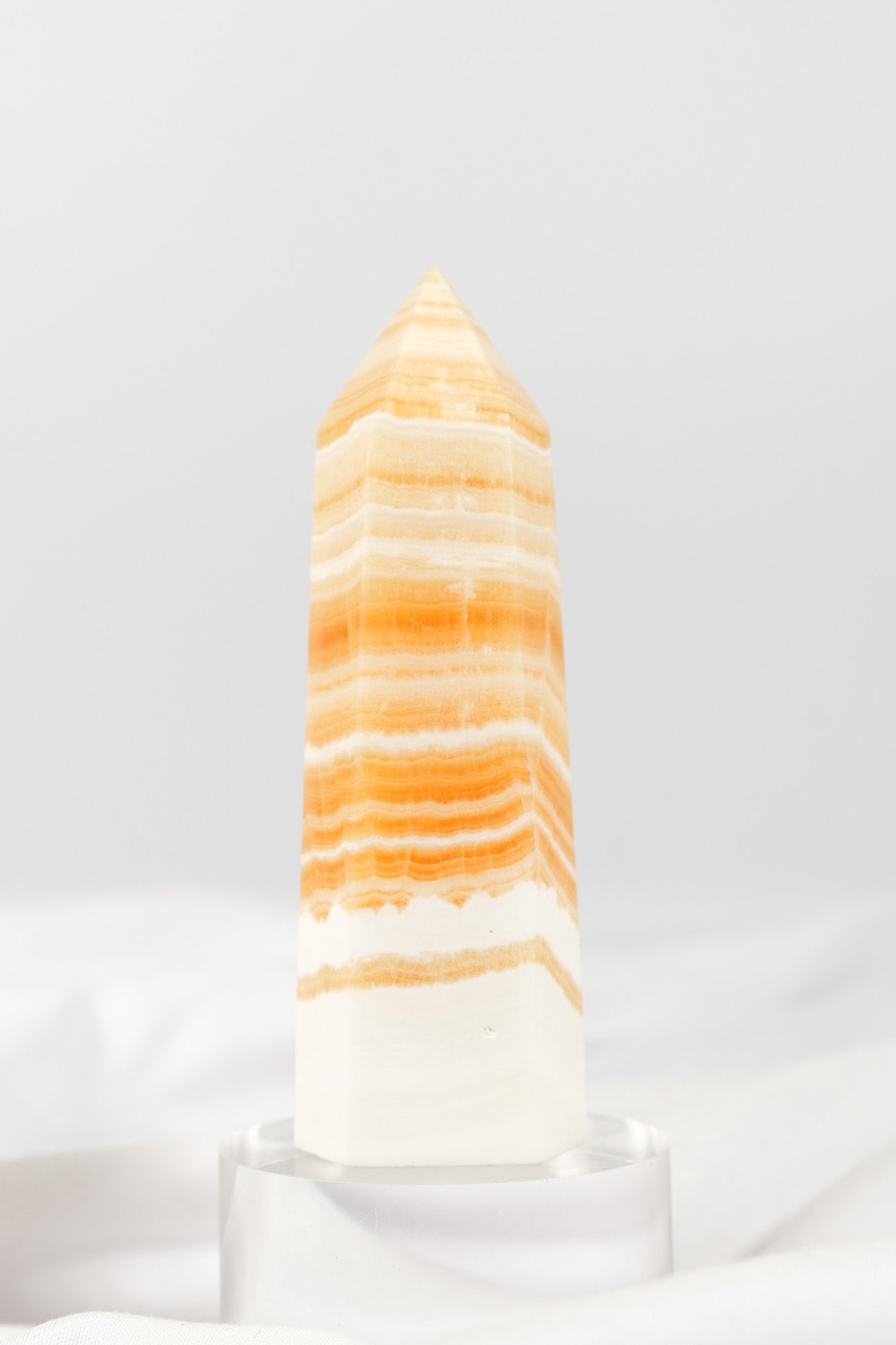 Orange Calcite Tower - Misfit (chipped tip)