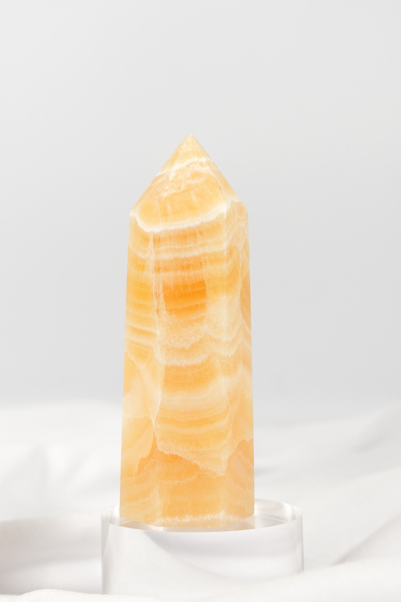 Orange Calcite Tower - Misfit (chipped tip)