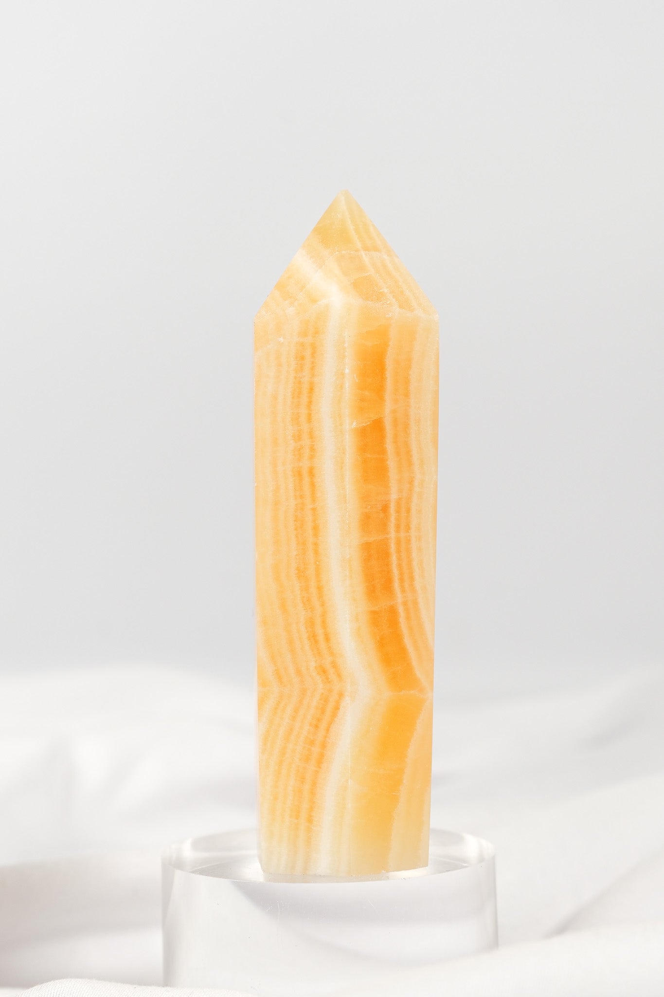 Orange Calcite Tower - Misfit (chipped tip)