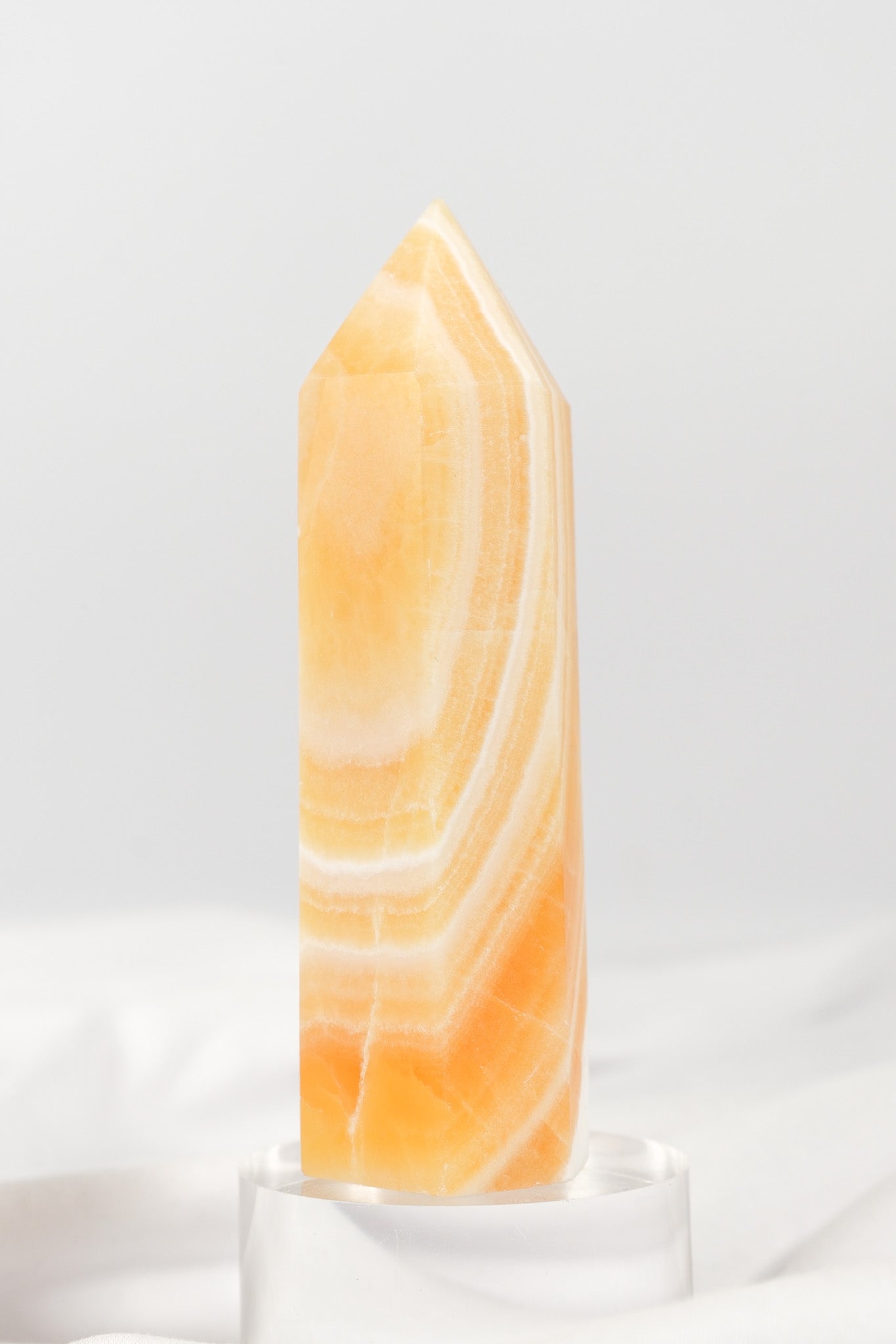 Orange Calcite Tower - Misfit (chipped tip)