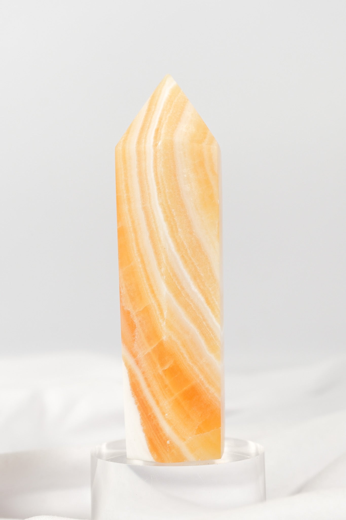 Orange Calcite Tower - Misfit (chipped tip)