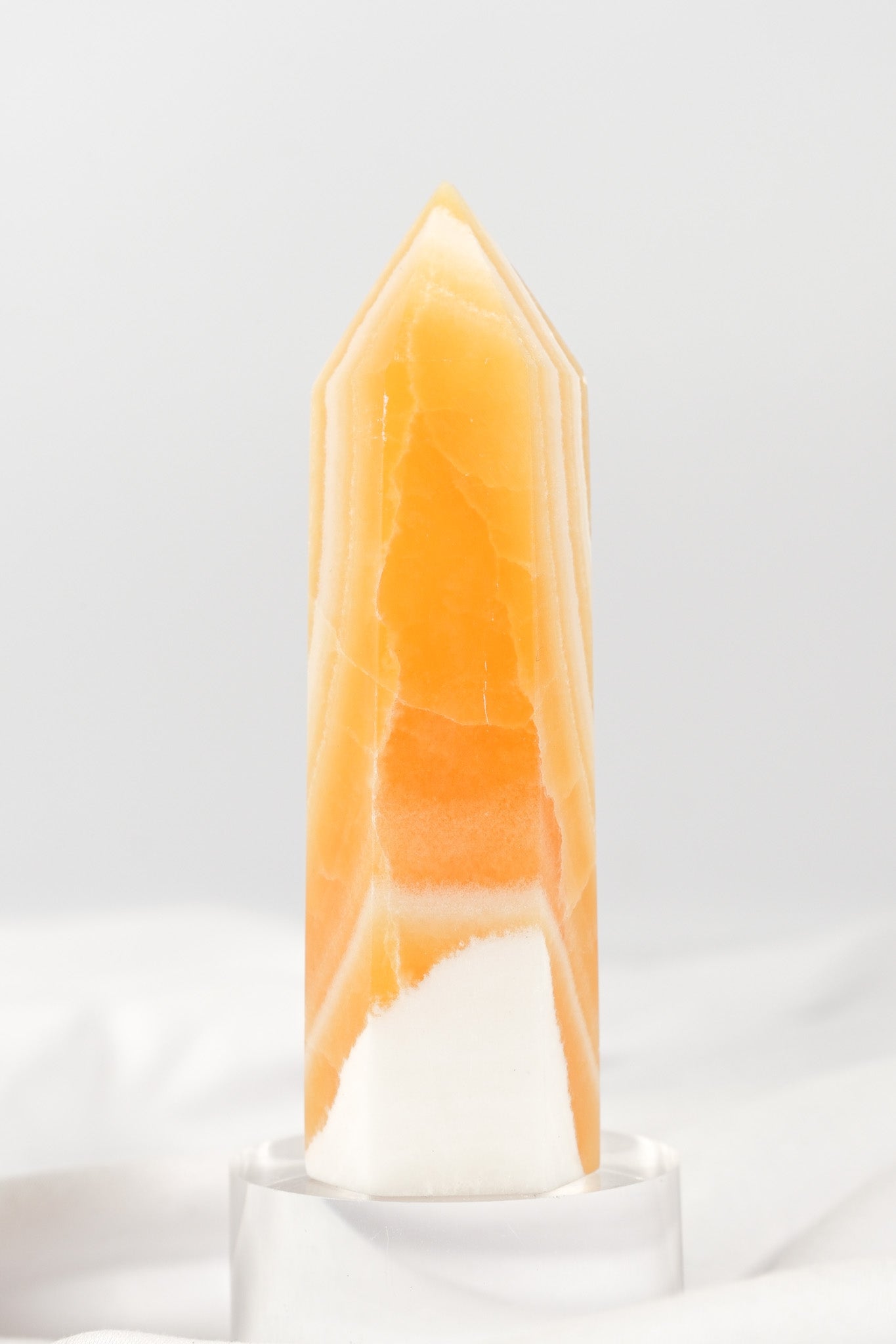 Orange Calcite Tower - Misfit (chipped tip)