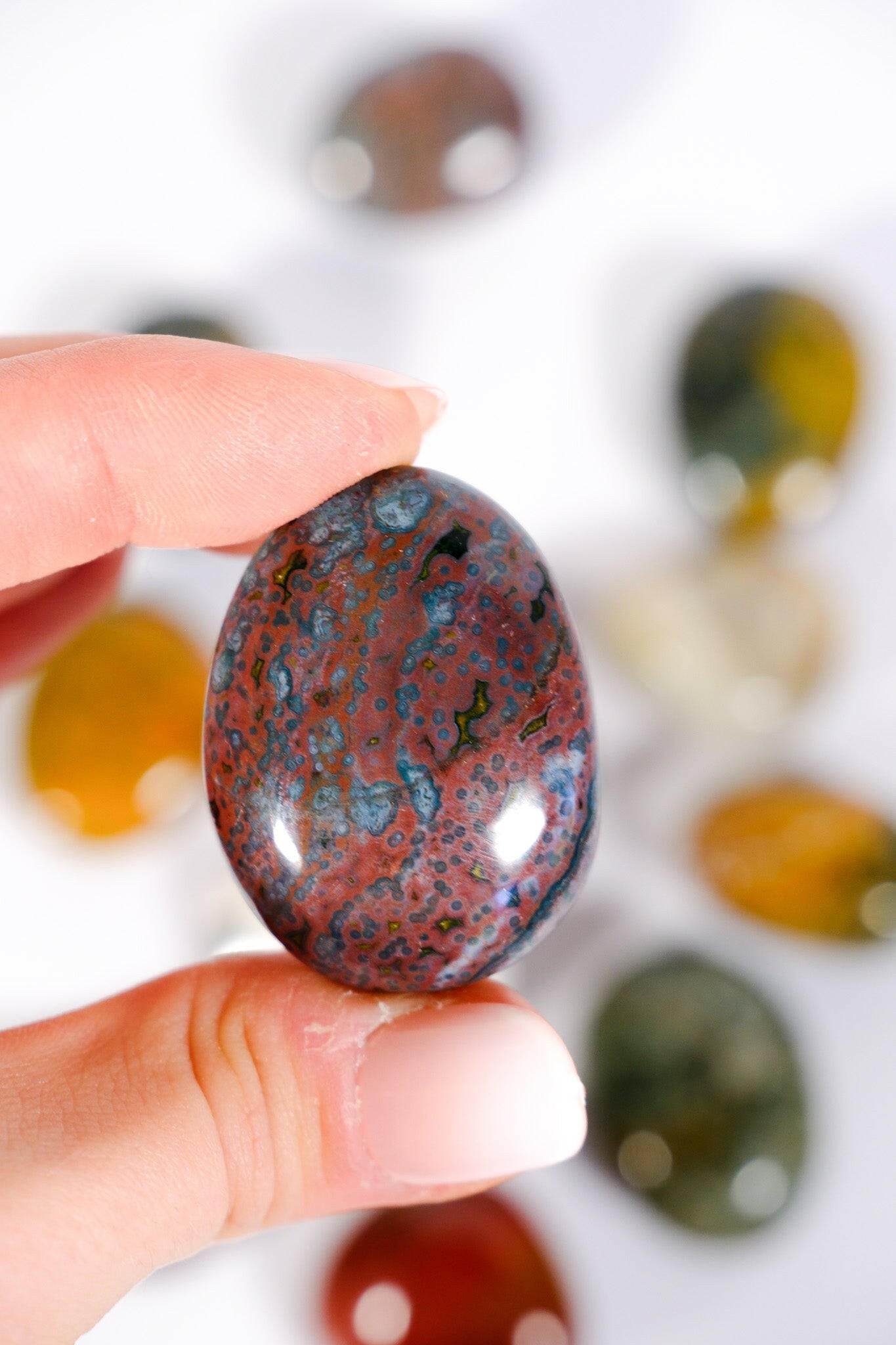 Ocean Jasper Mini Palmstone - Small Healing Crystal.