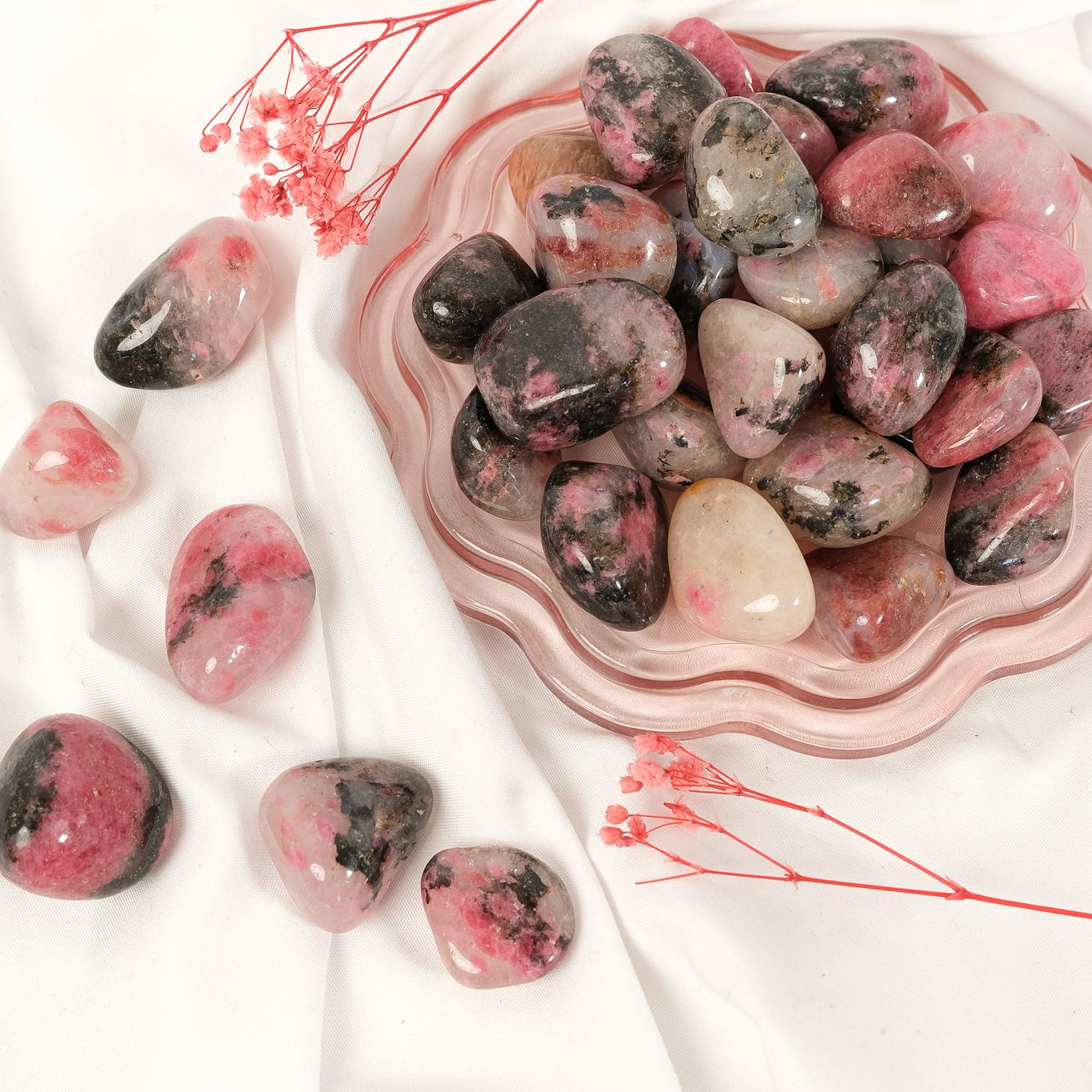 Rhodonite in Quartz Tumble