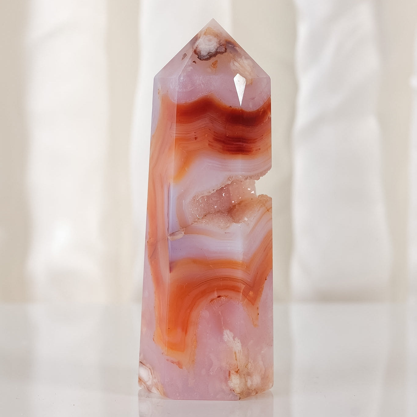 Flower Agate Carnelian Tower
