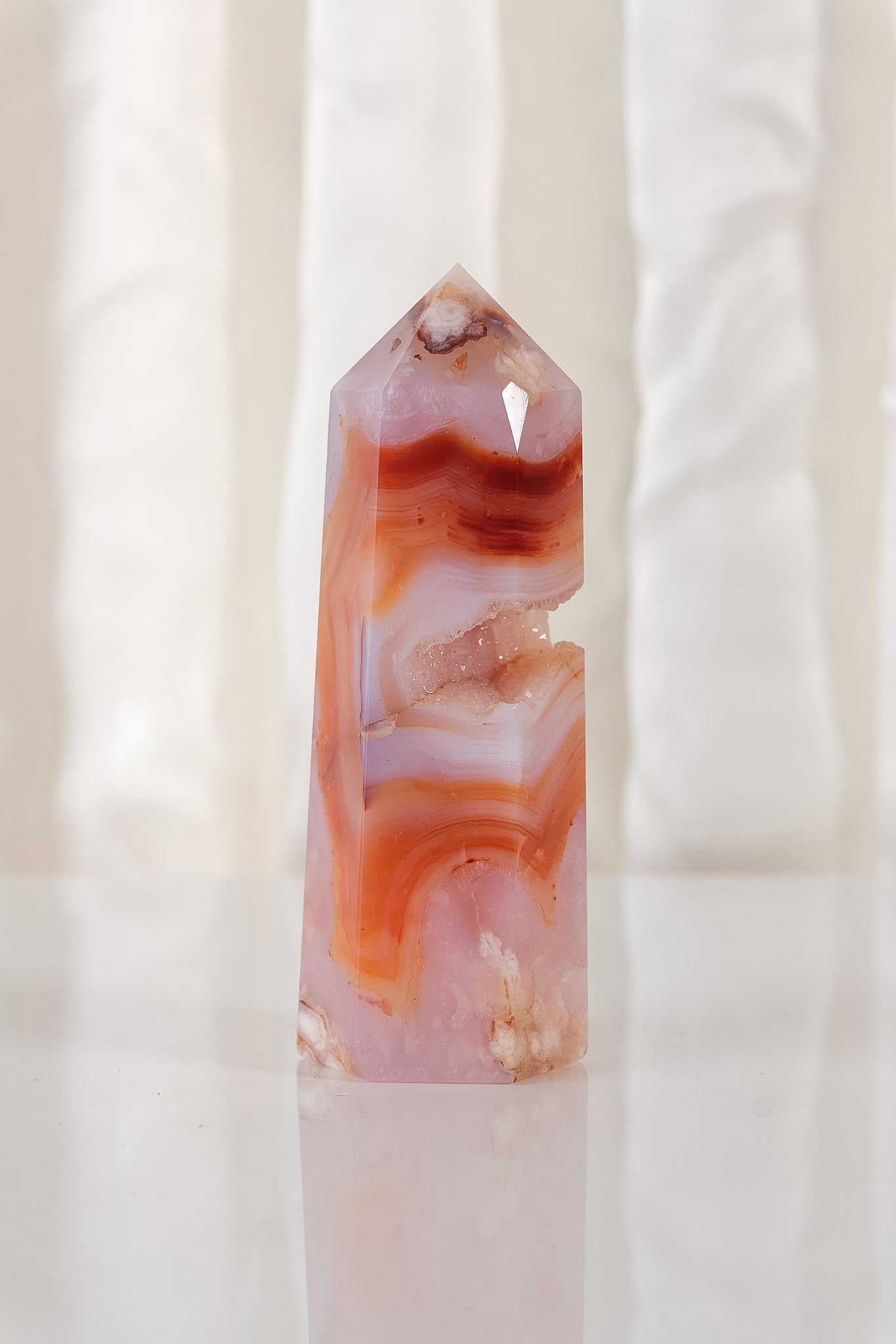 Flower Agate Carnelian Tower