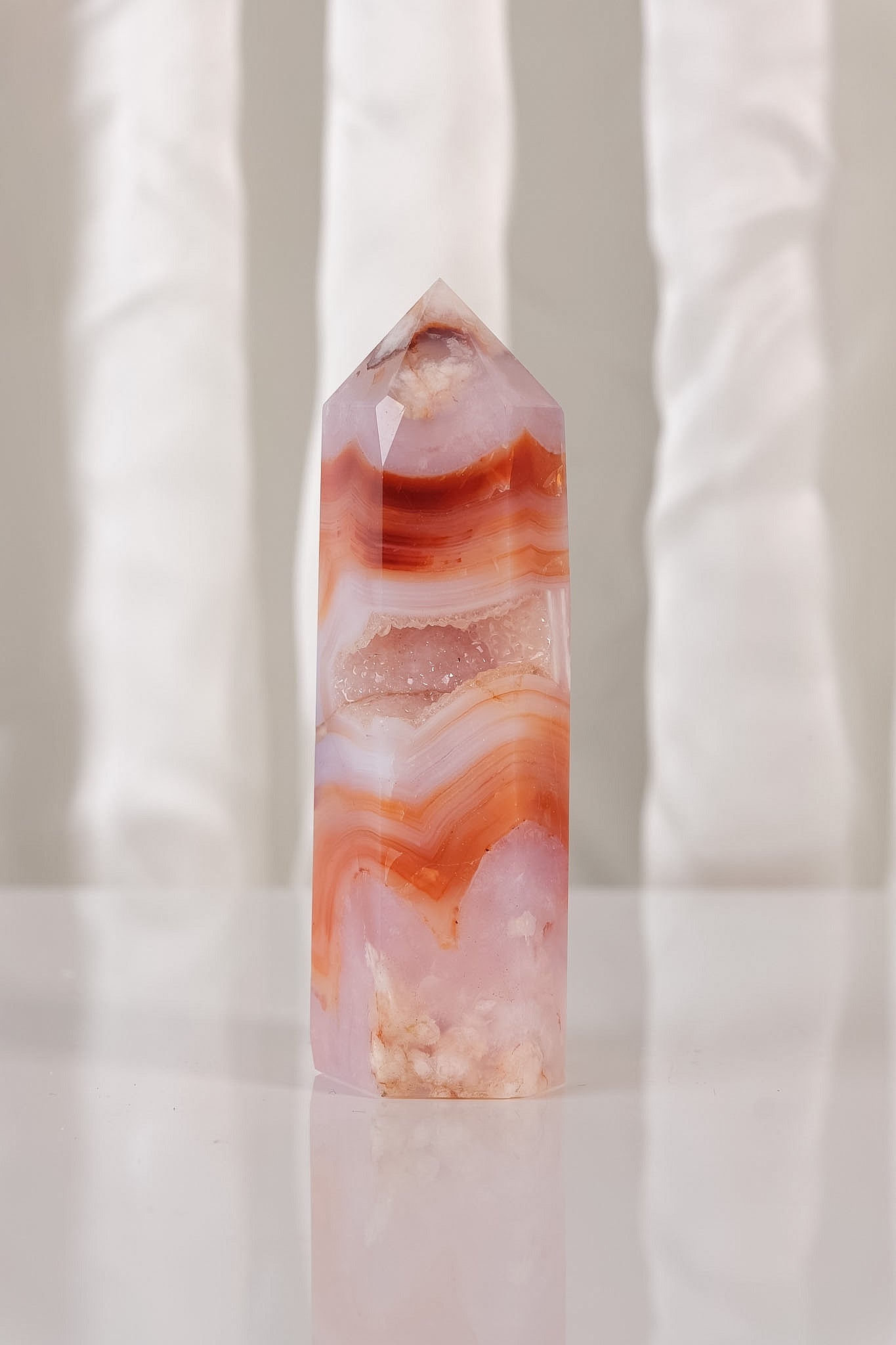 Flower Agate Carnelian Tower