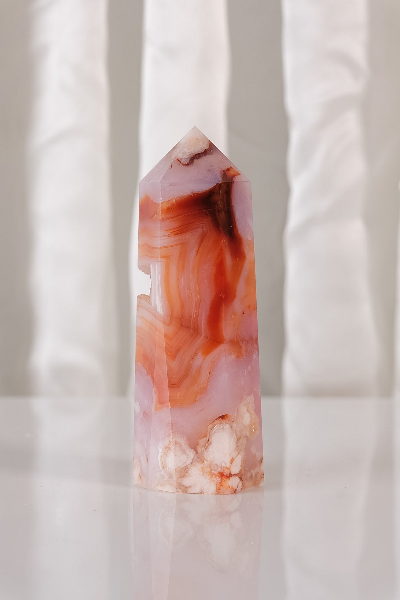 Flower Agate Carnelian Tower